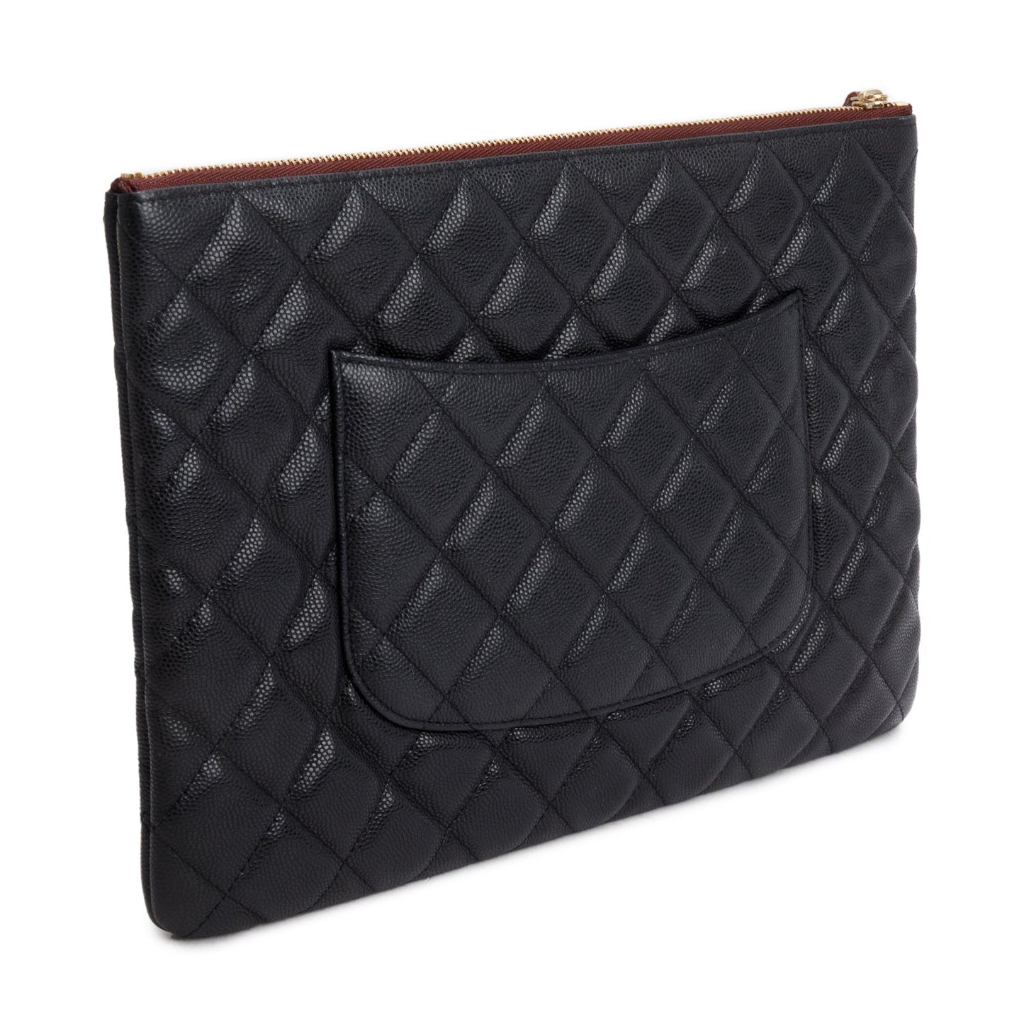Chanel 2021 Black Caviar Quilted O-Case