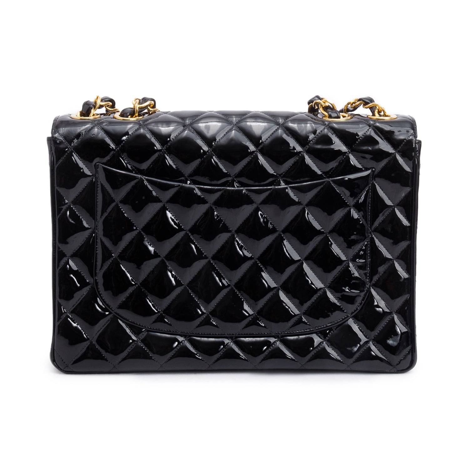 Chanel Black Patent Leather Vintage Jumbo XL Maxi Single Flap Bag