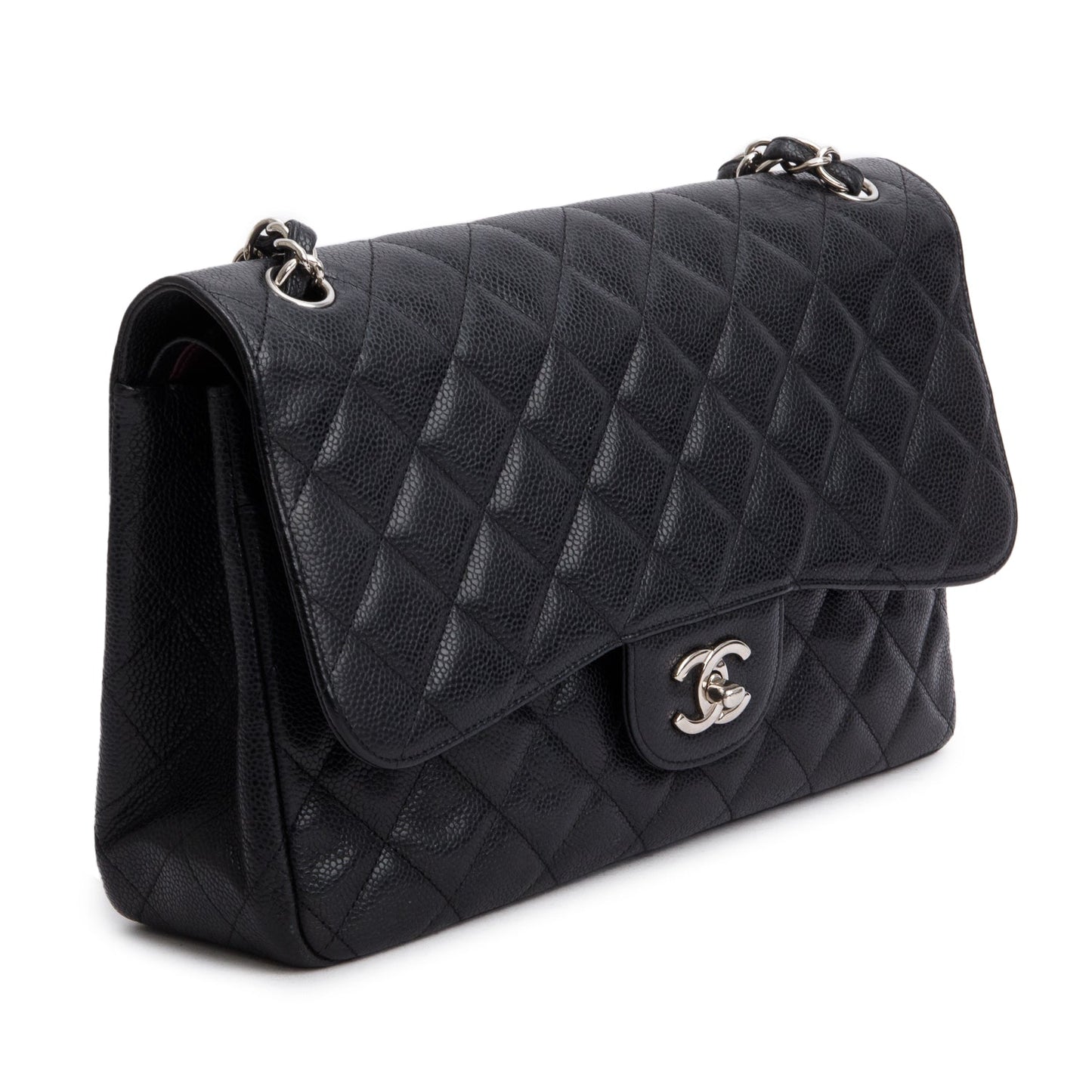 Chanel Black Caviar Leather Classic Jumbo Double Flap Bag