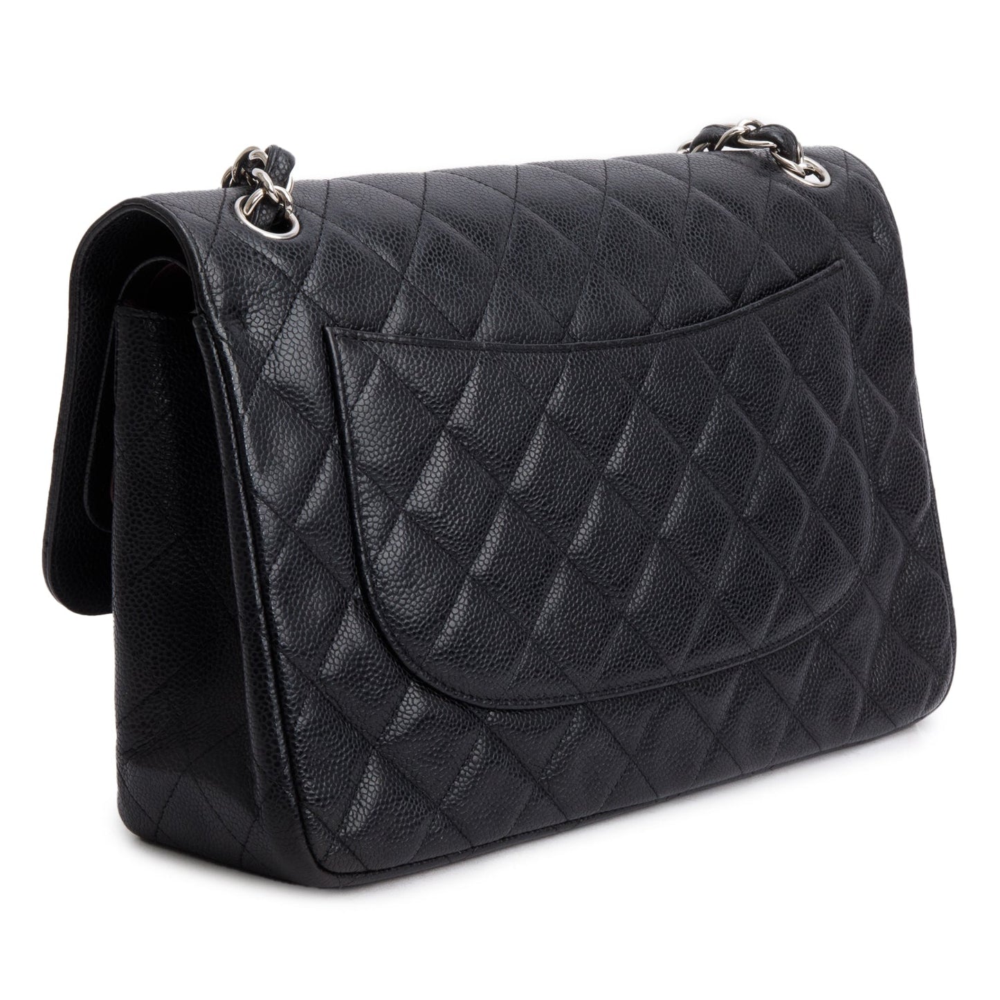 Chanel Black Caviar Leather Classic Jumbo Double Flap Bag