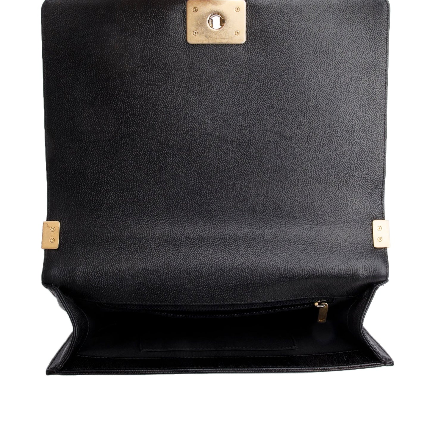 Chanel Black Chevron Quilted Caviar Large Boy Bag