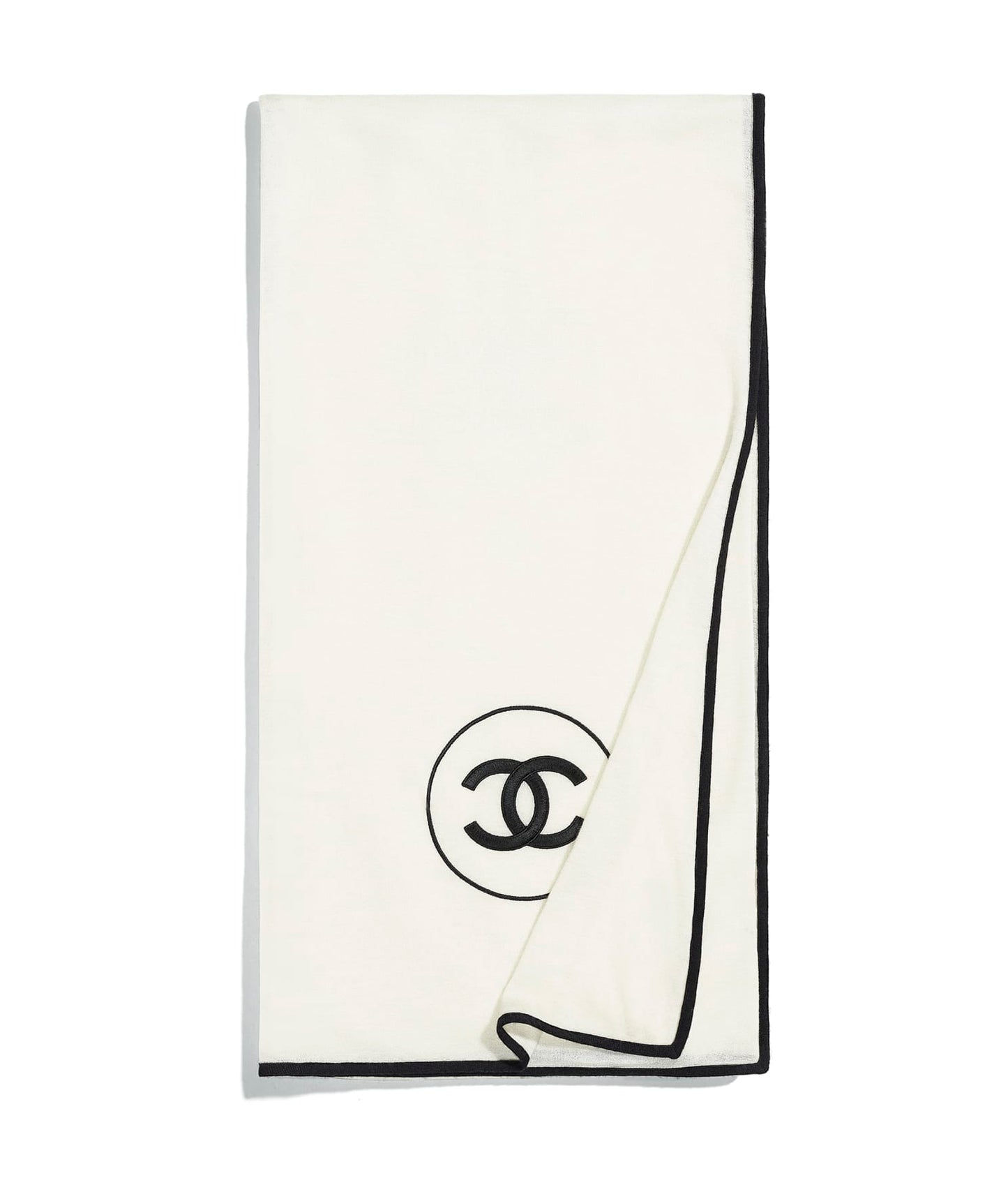 Chanel Cashmere Stole in Ivory and Black