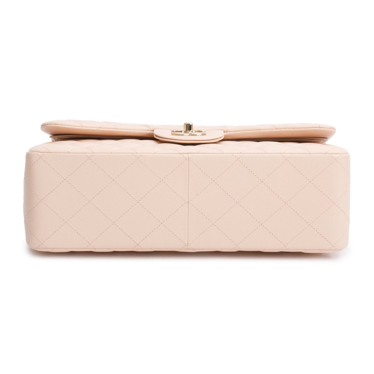 Chanel Pink Quilted Caviar Leather Classic Jumbo Double Flap Bag