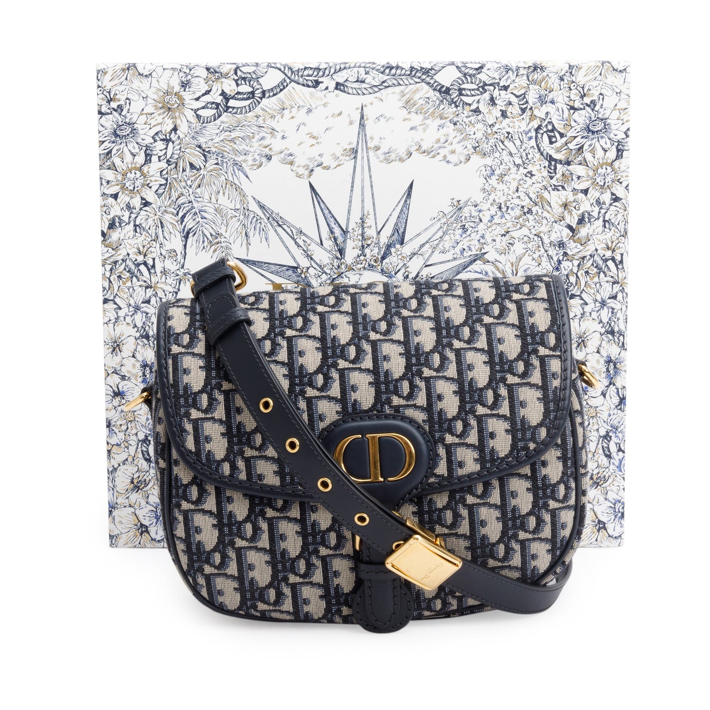 Christian Dior 2020 Blue Oblique Jacquard Medium Bobby Bag
