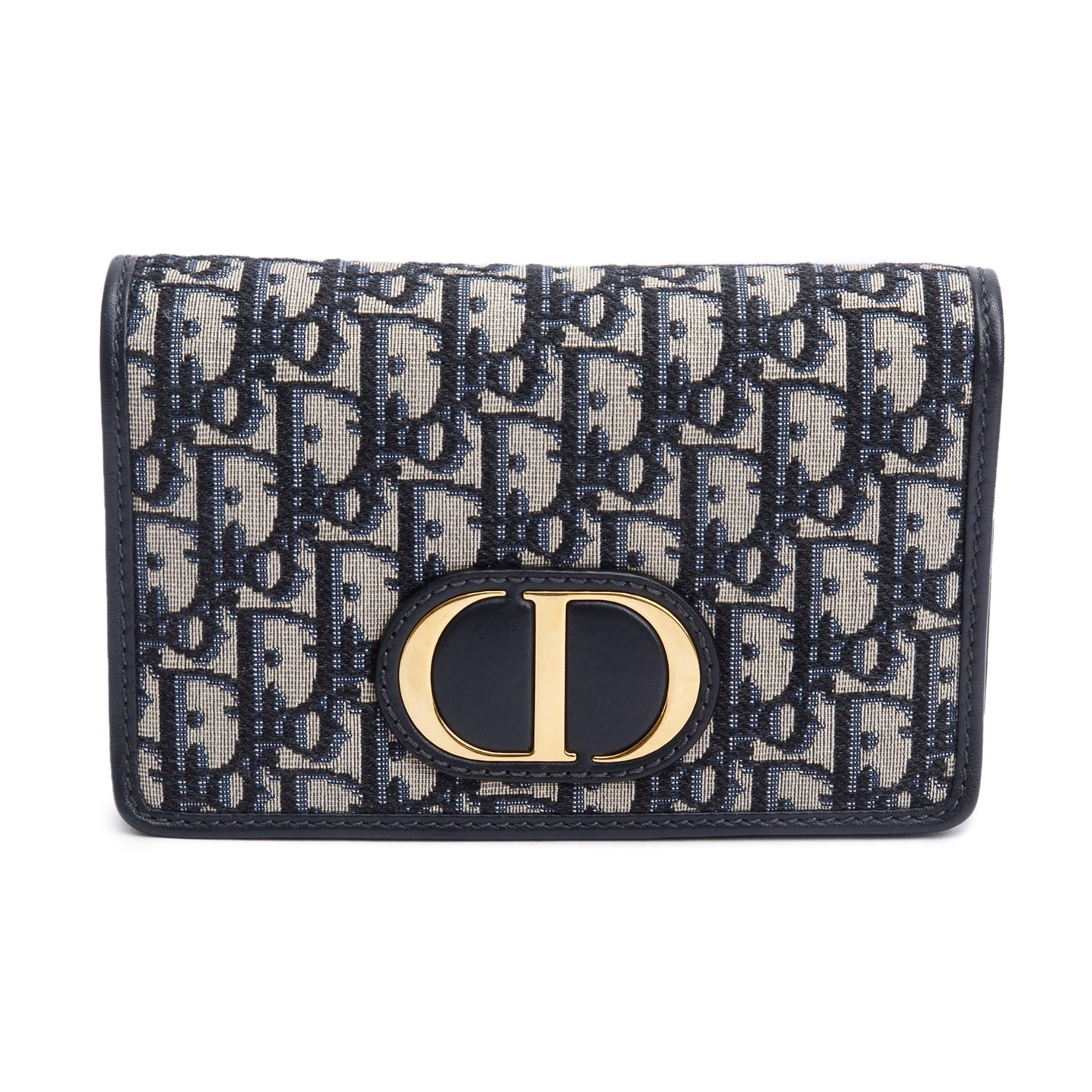 Christian Dior 2020 Navy Oblique 30 Montaigne 2-In-1 Pouch Bag