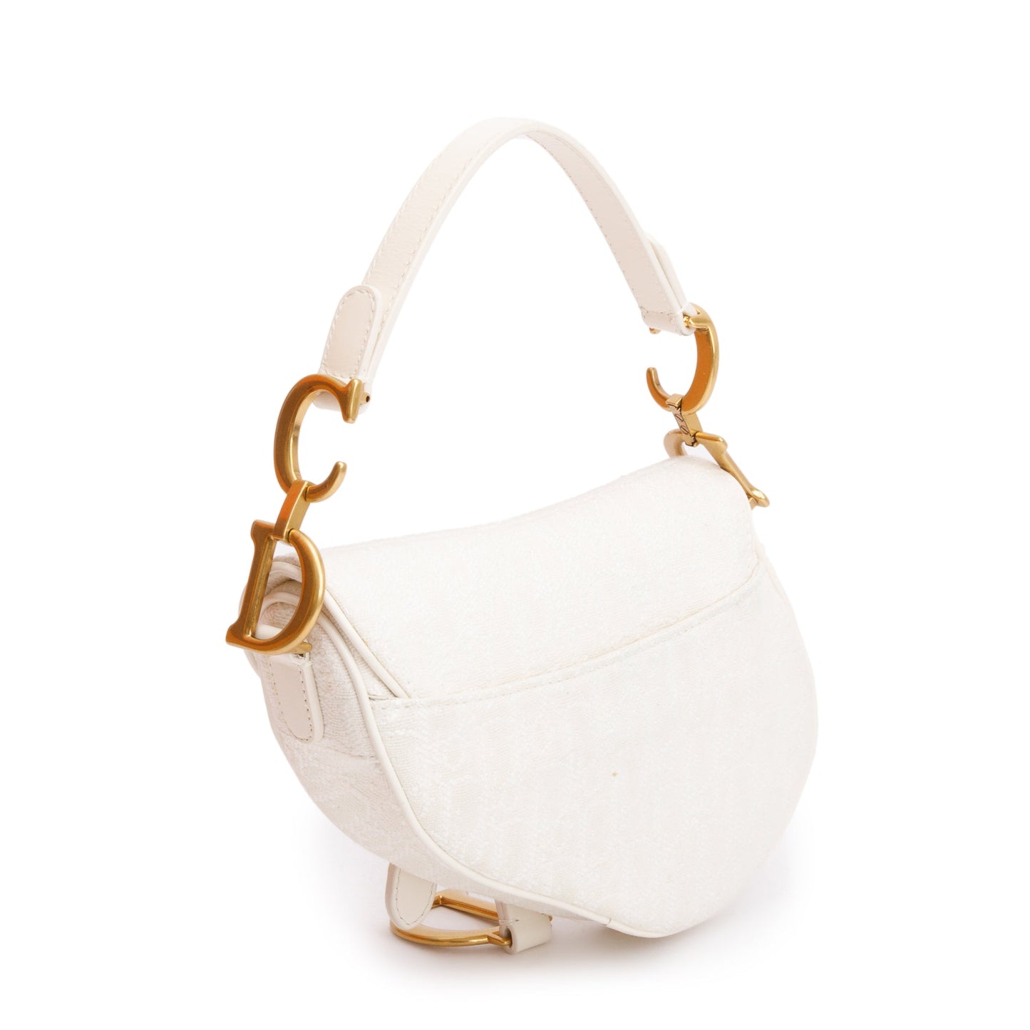 Christian Dior 2020 White Oblique Mini Saddle Bag