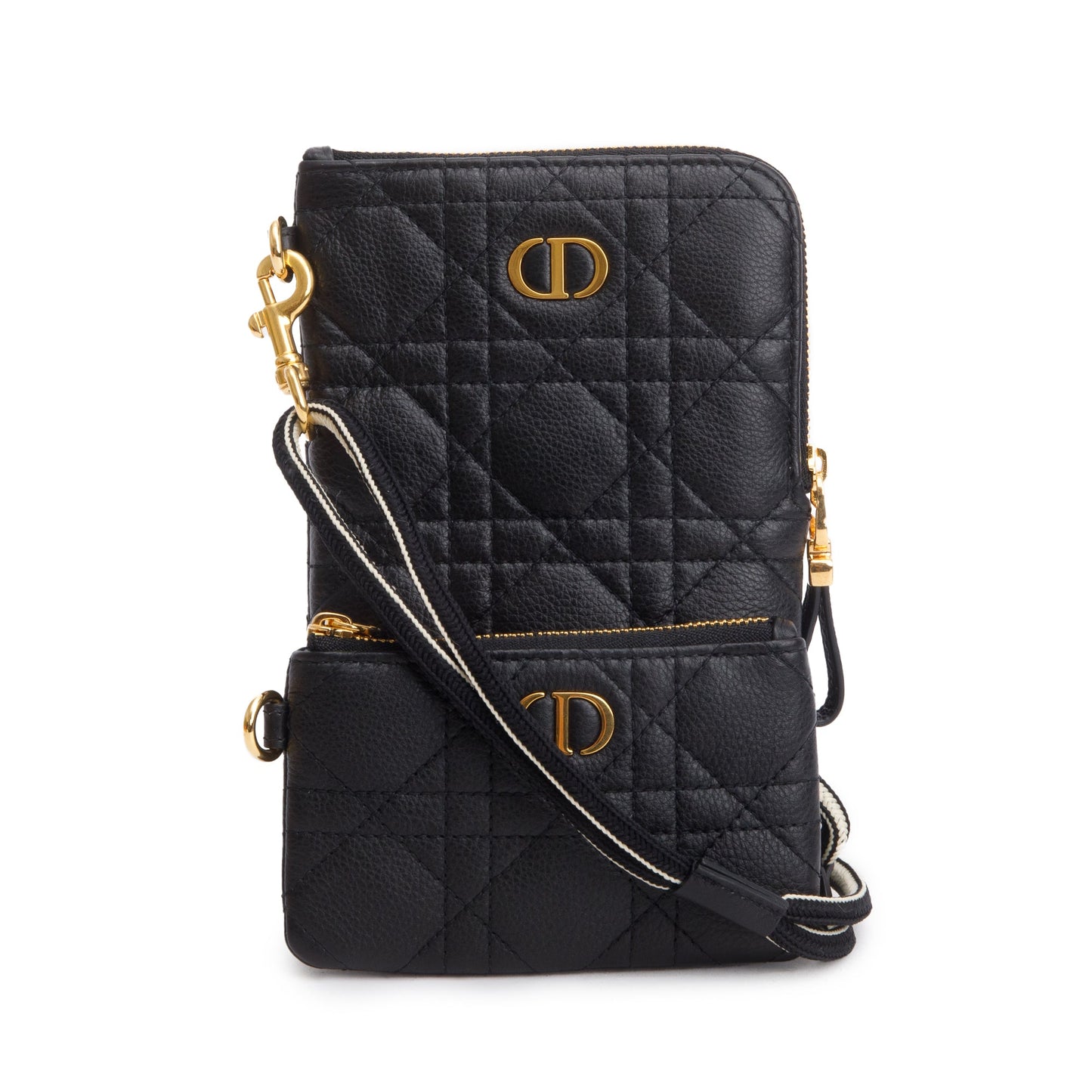 Christian Dior 2021 Black Quilted Leather Caro Multifunctional Pouch