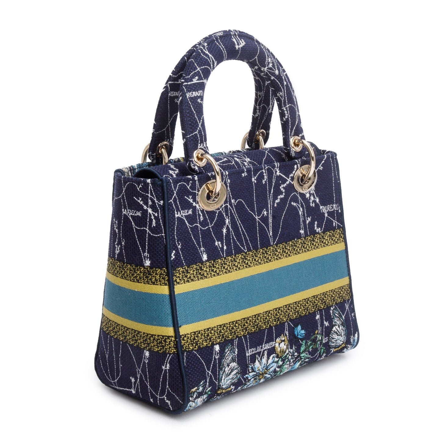 Christian Dior 2021 Blue Multicolor Zodiac Embroidery Medium Lady D-Lite Bag