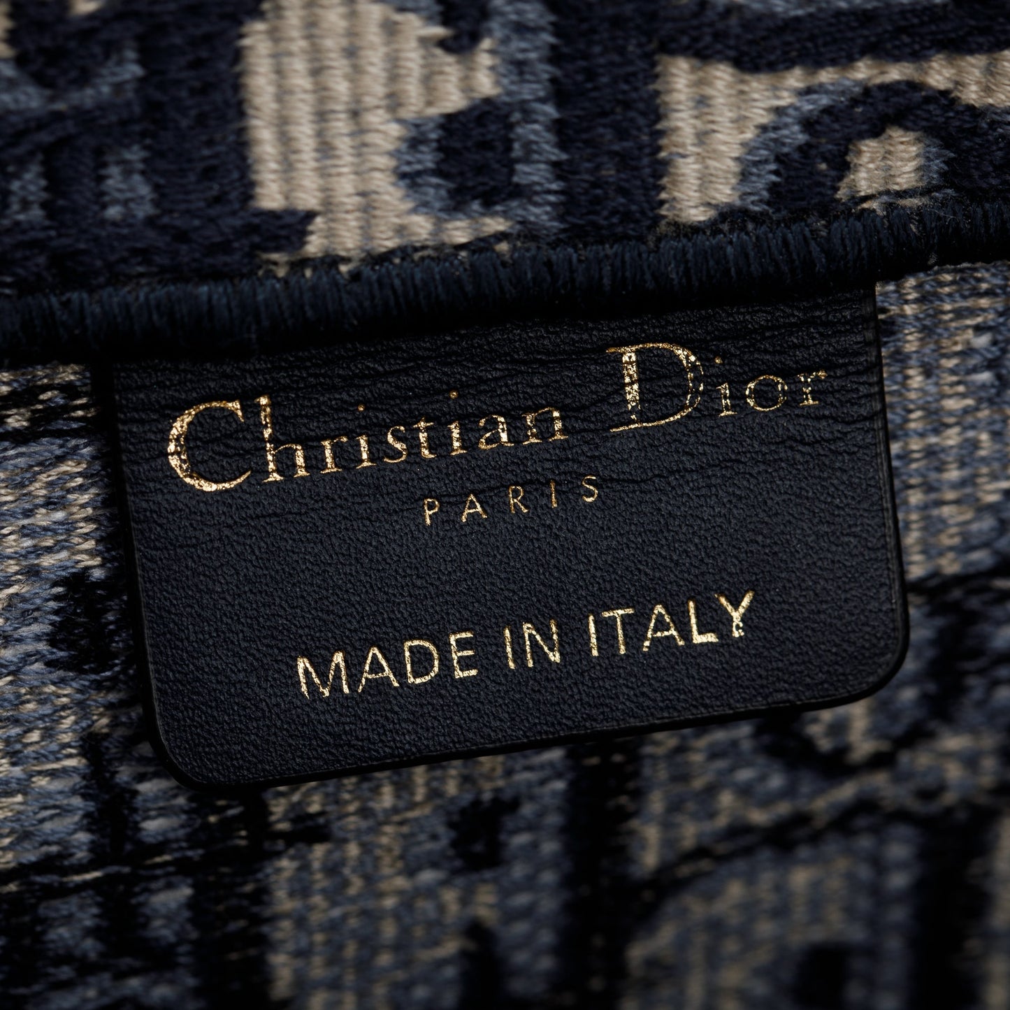 Christian Dior 2021 Ecru and Blue Dior Oblique Embroidery Large Book Tote