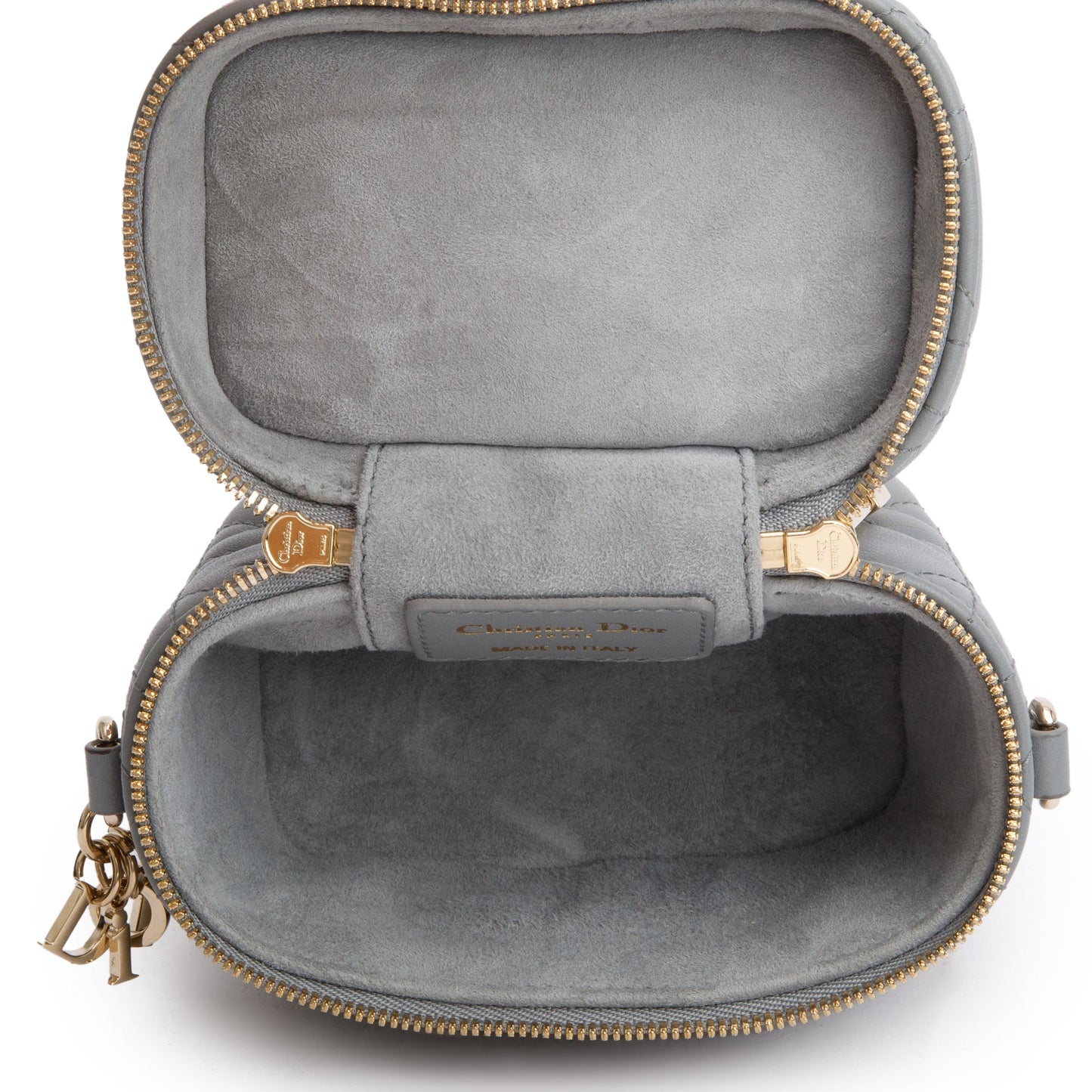 Christian Dior 2021 Grey Cannage Leather Micro Lady Dior Vanity Case