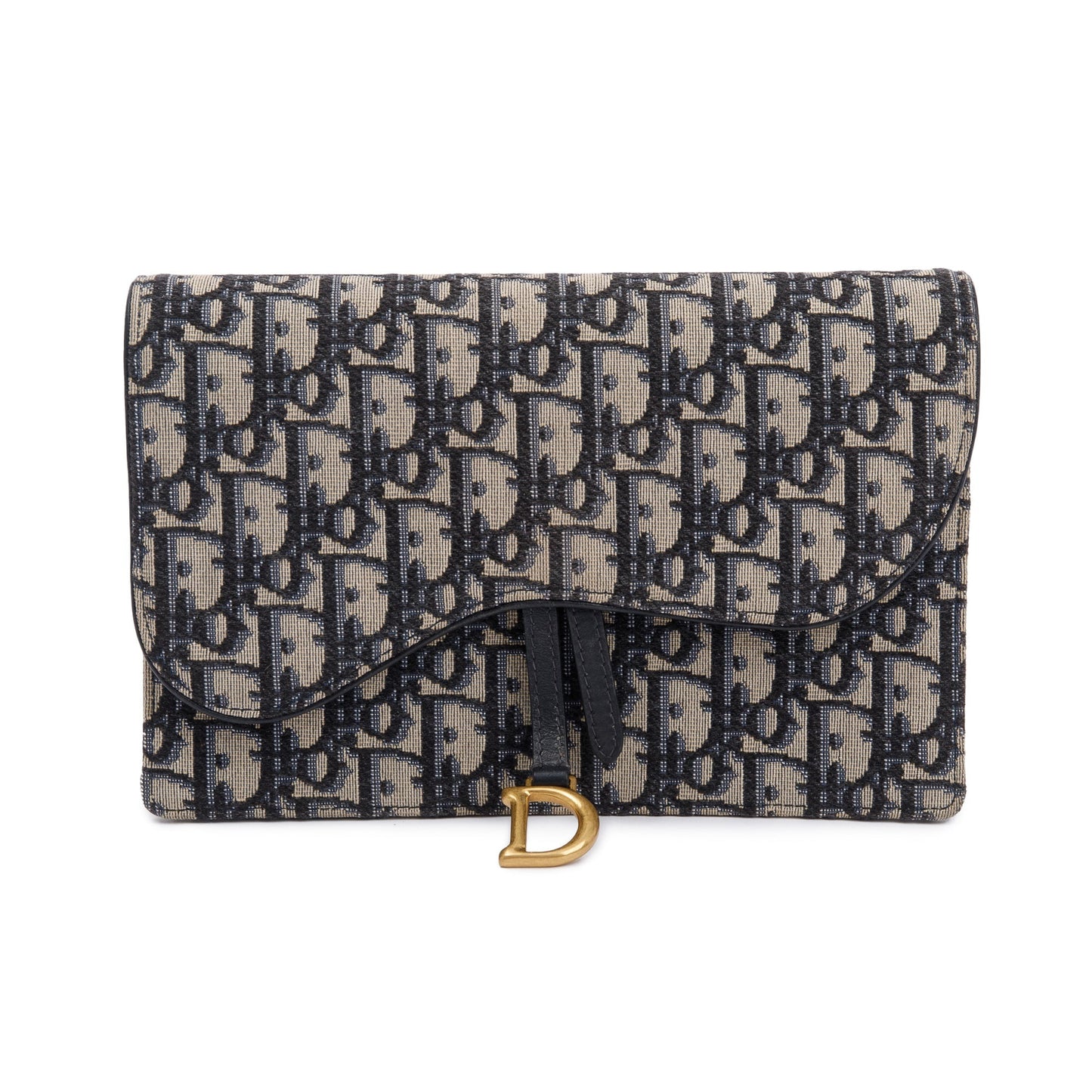 Christian Dior 2021 Oblique Jacquard Saddle Pouch with Chain
