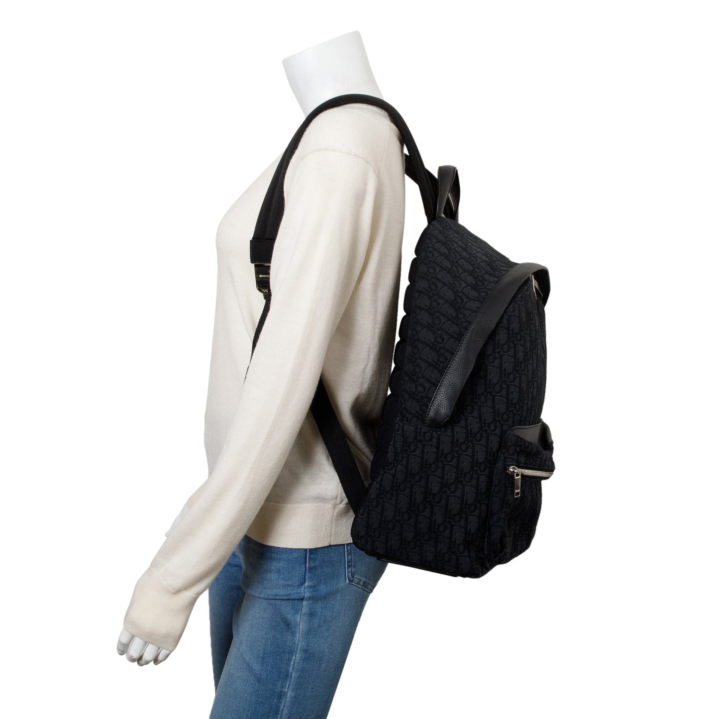 Christian Dior 2022 Black Oblique Jacquard Rider Backpack