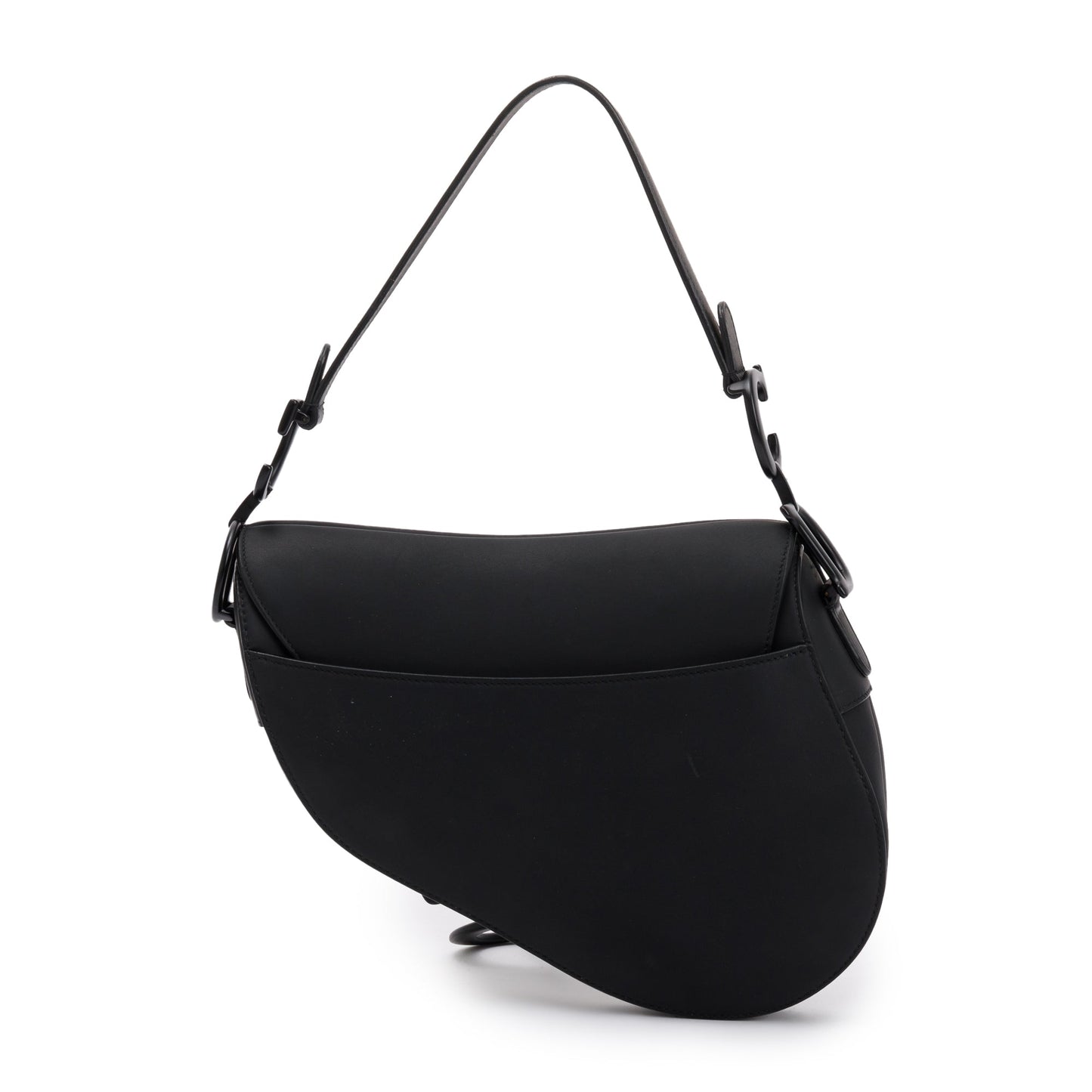 Christian Dior 2022 Black Ultramatte Calfskin Leather Medium Saddle Bag