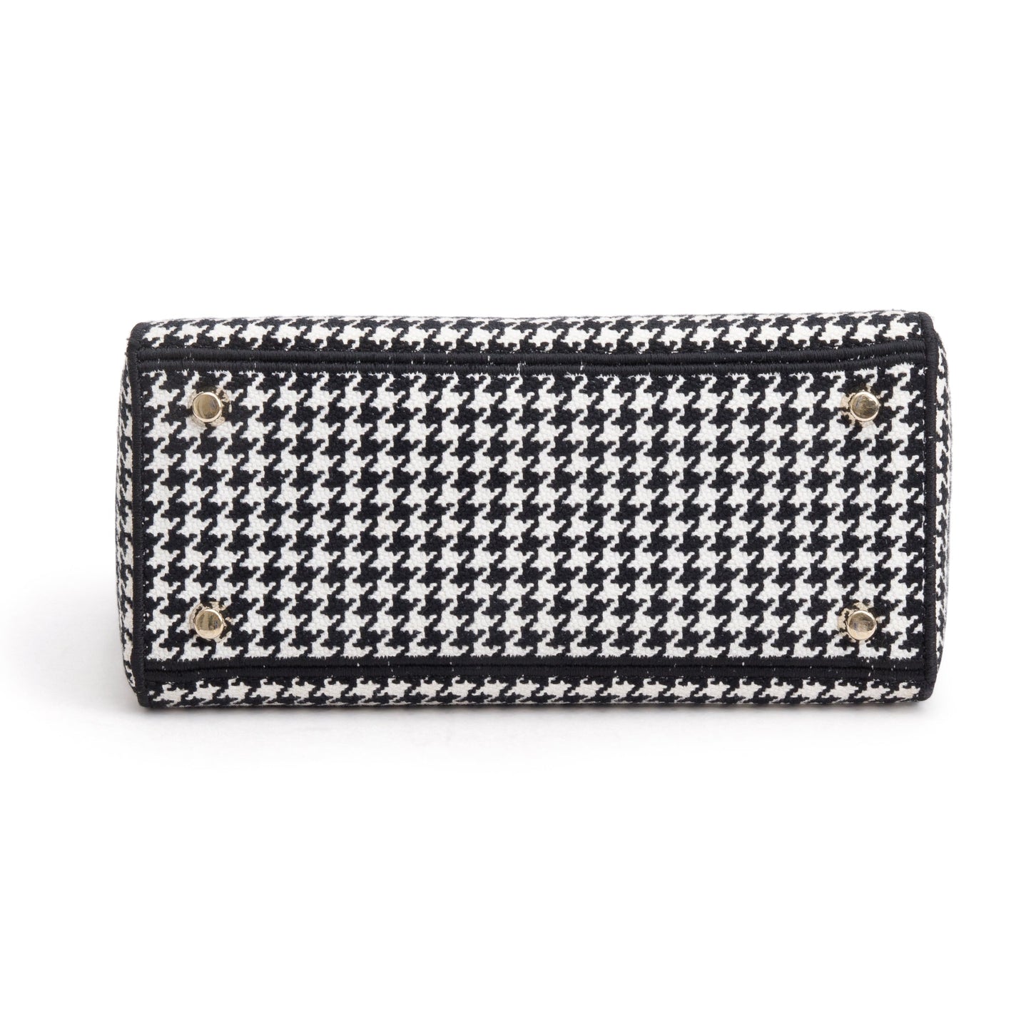 Christian Dior 2022 Black/White Houndstooth Embroidered Medium Lady D-Lite Bag