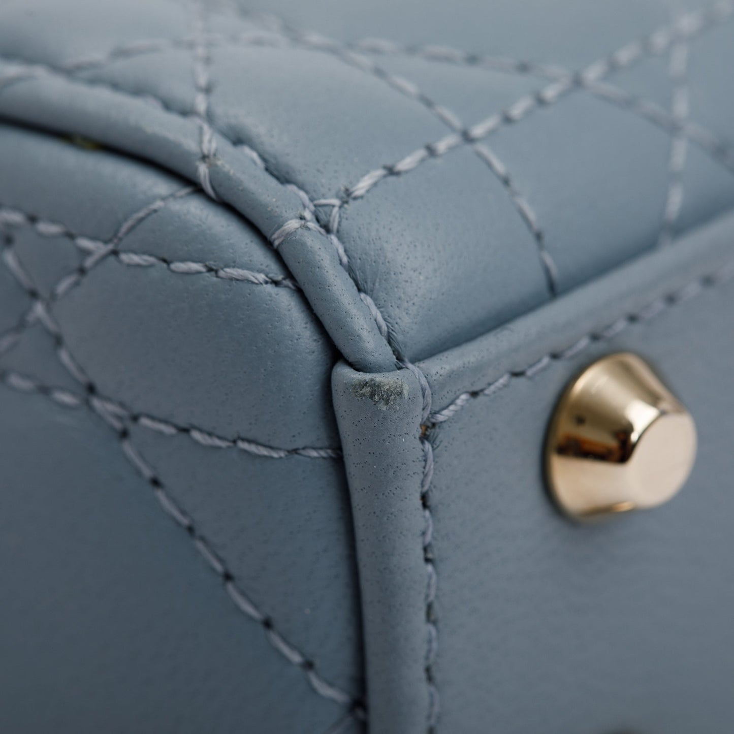 Christian Dior 2022 Blue Cannage Lambskin Leather Micro Lady Dior Bag