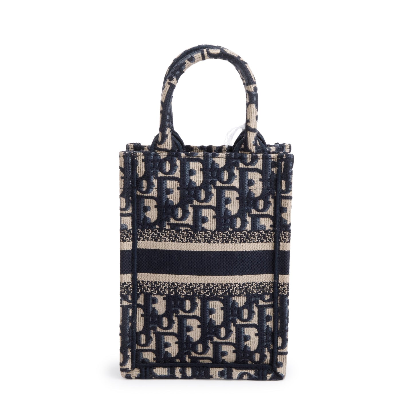 Christian Dior 2022 Blue Oblique Embroidery Mini Vertical Book Tote