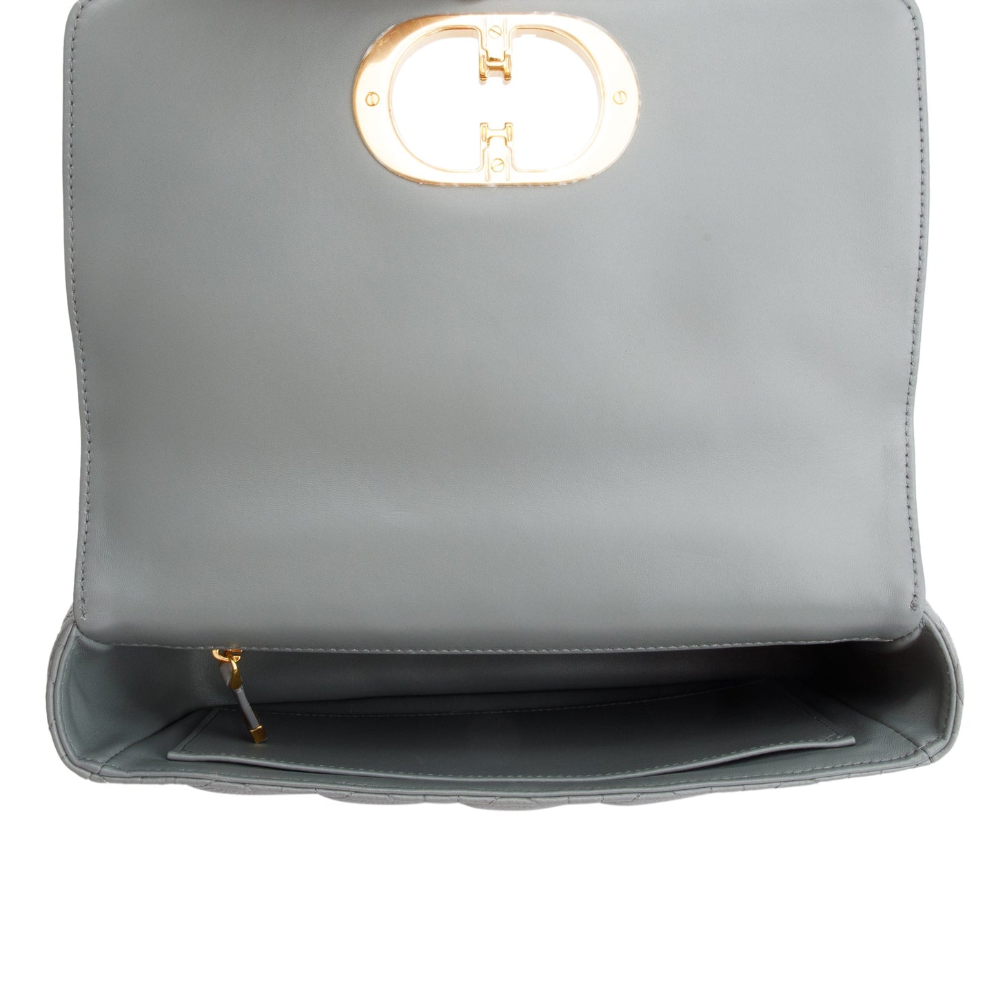 Christian Dior 2022 Grey Supple Cannage Calfskin Leather Medium Dior Caro Bag