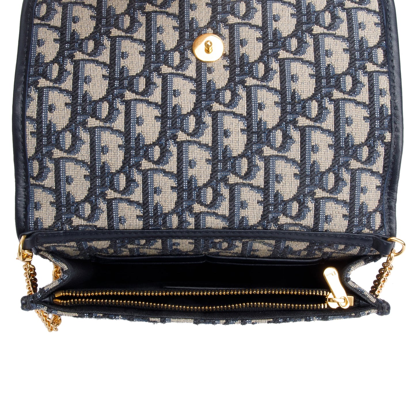 Christian Dior 2022 Navy Oblique 30 Montaigne 2-In-1 Pouch Bag