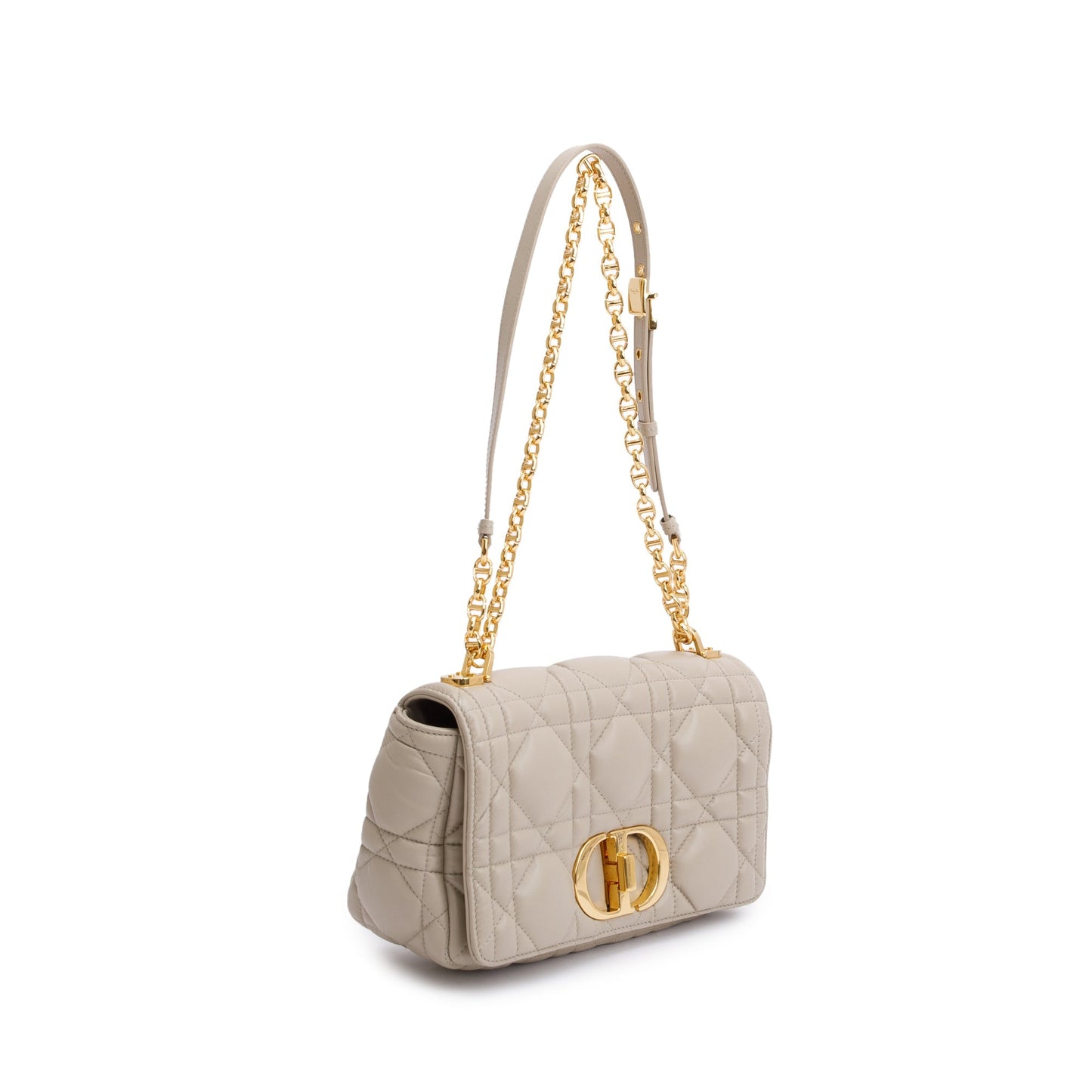 Christian Dior 2022 Taupe Supple Cannage Calfskin Leather Medium Dior Caro Bag
