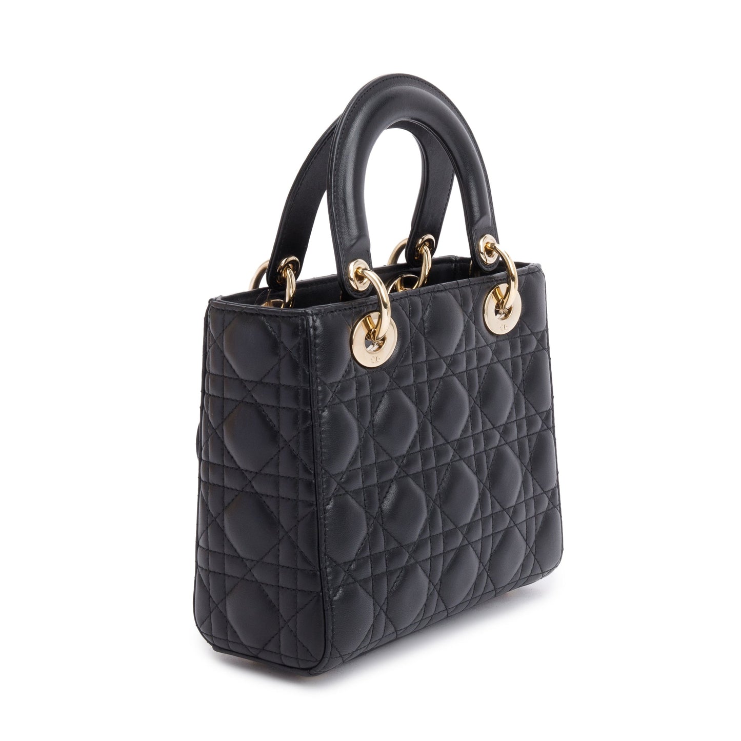 Christian Dior 2023 Black Cannage Lambskin Leather Small Lady Dior Bag