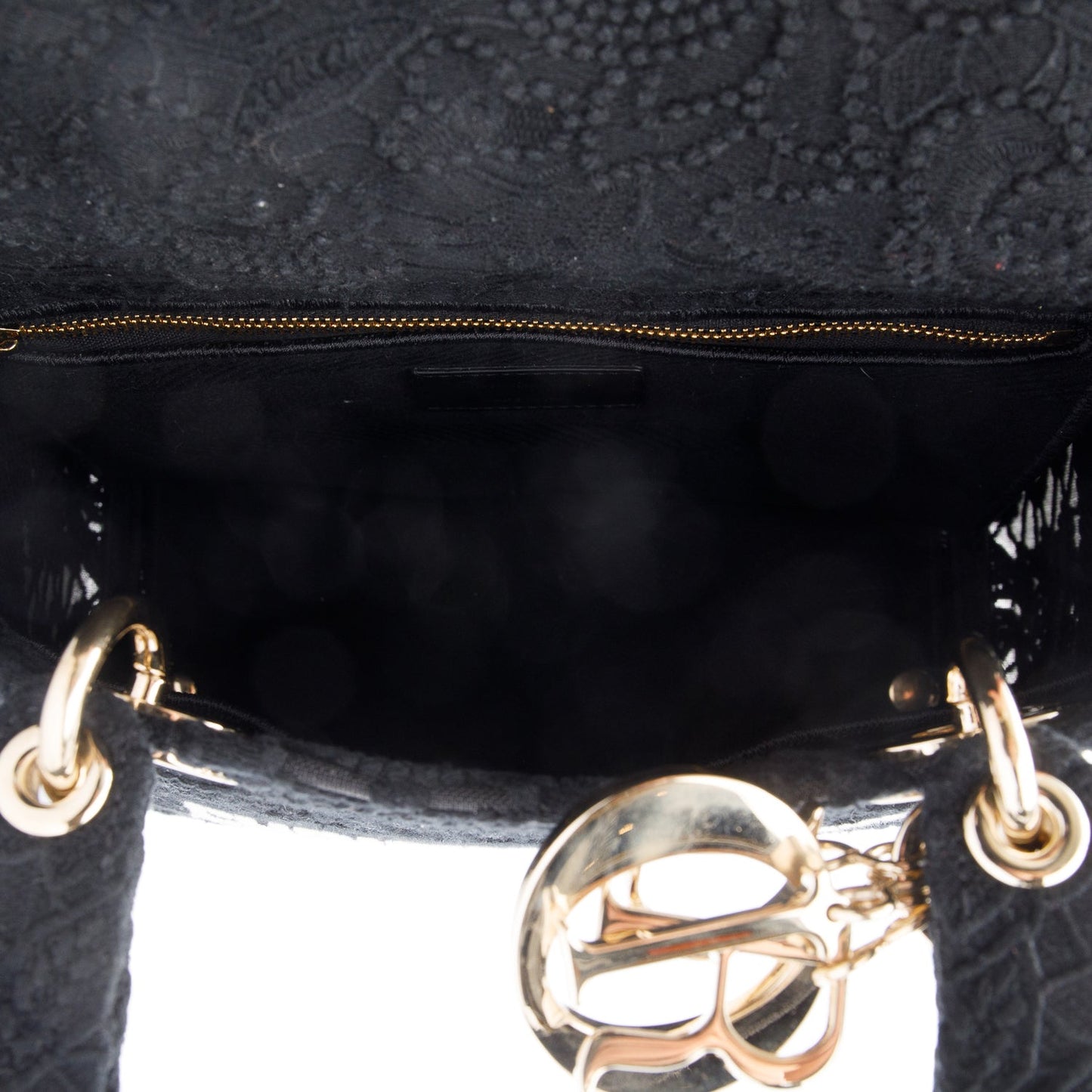 Christian Dior 2023 Black Canvas Medium Lady D-Lace Bag