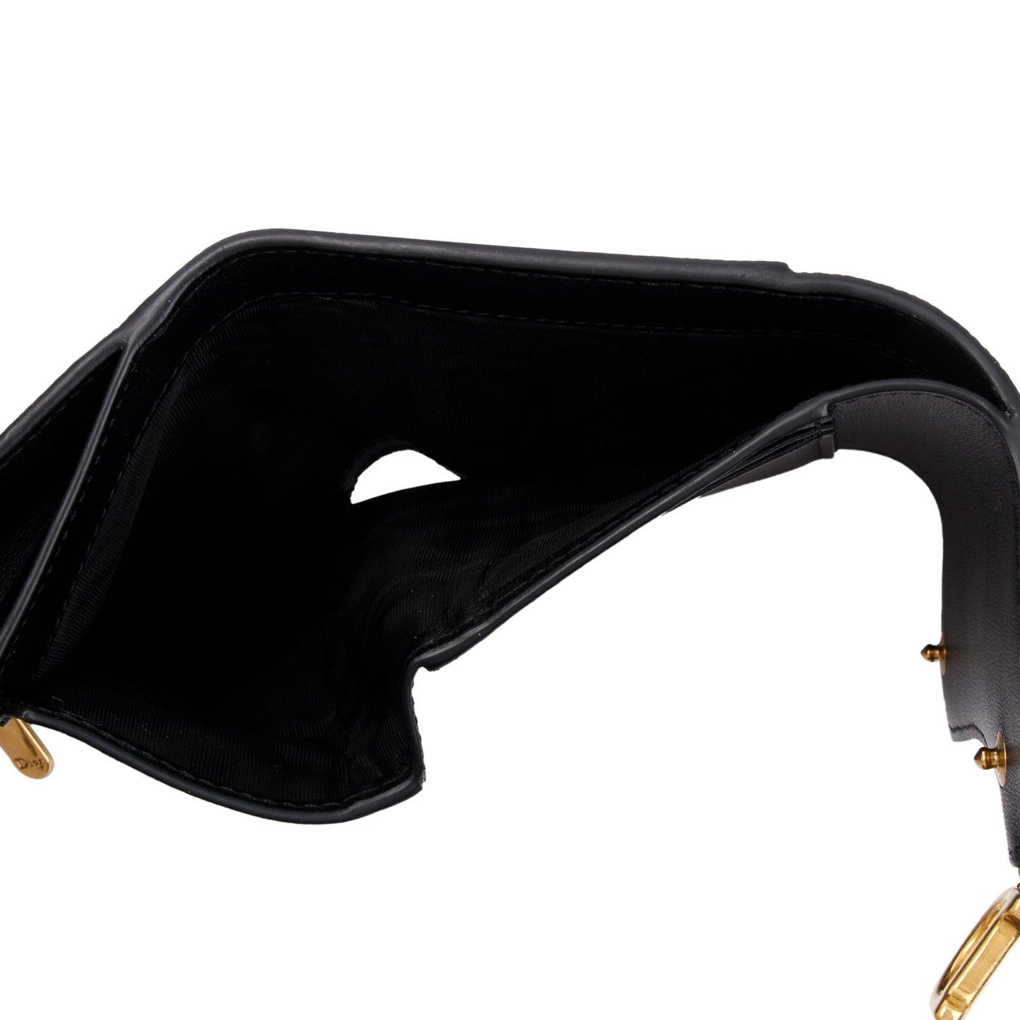 Christian Dior 2023 Black Leather Saddle Lotus Wallet