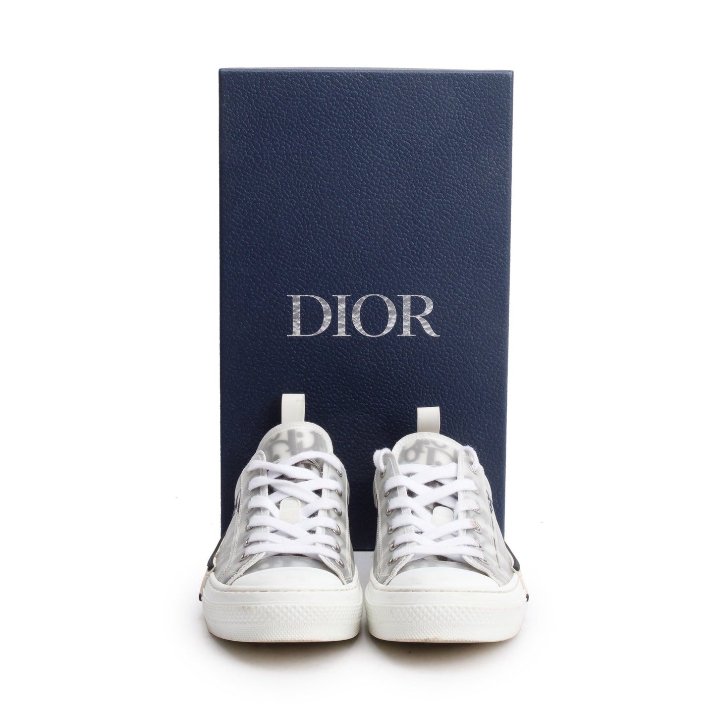Christian Dior 2023 Black/White Oblique Transparent Canvas B23 Low Sneakers, Size 38