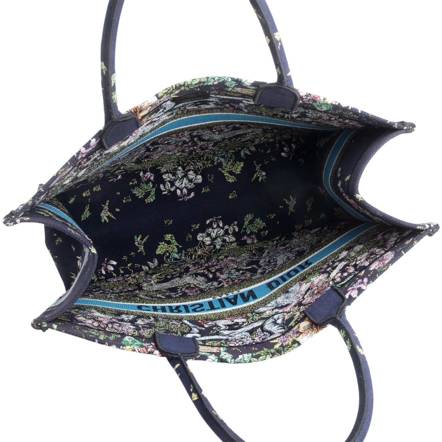 Christian Dior 2023 Navy Multicolor Toile De Jouy D-Constellation Embroidery Large Book Tote