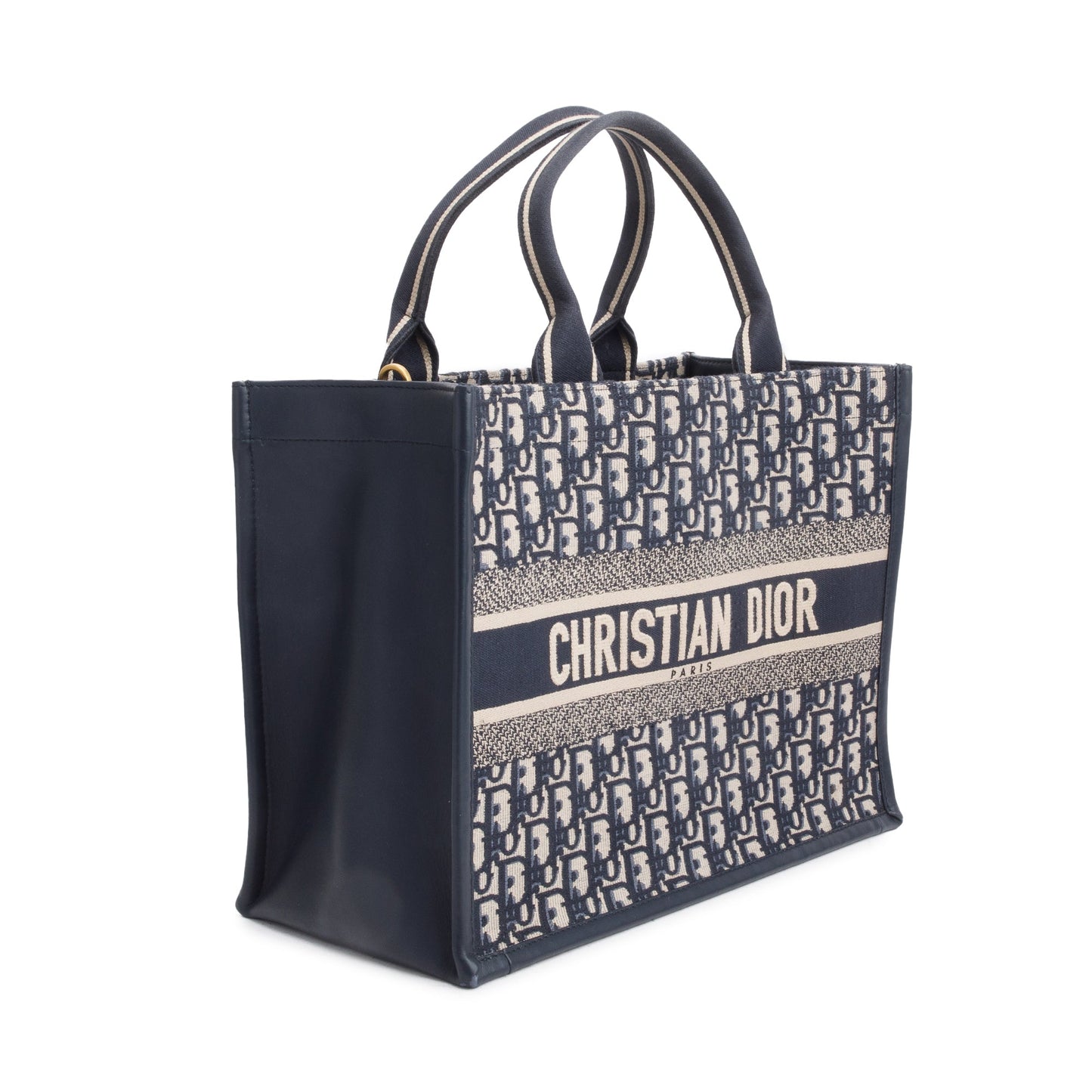 Christian Dior 2023 Navy Oblique Embroidered Medium Book Tote
