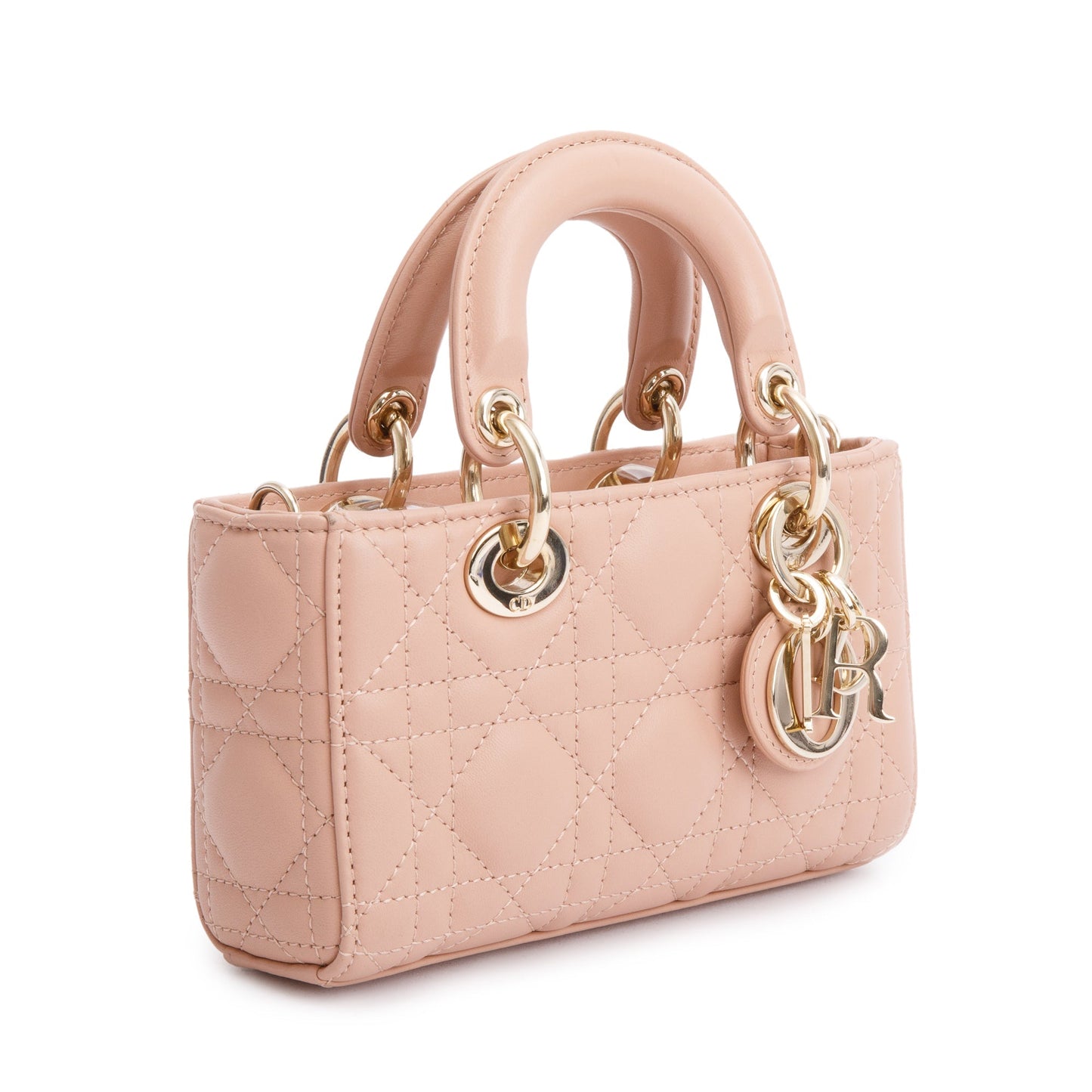 Christian Dior 2023 Rose Des Vents Cannage Lambskin Micro Lady D-Joy Bag
