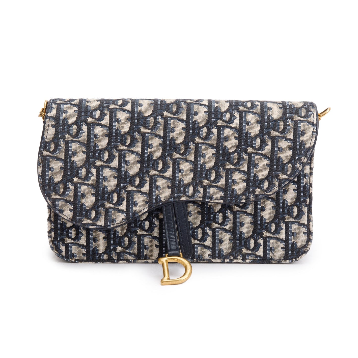 Christian Dior 2024 Oblique Jacquard Saddle Pouch with Chain
