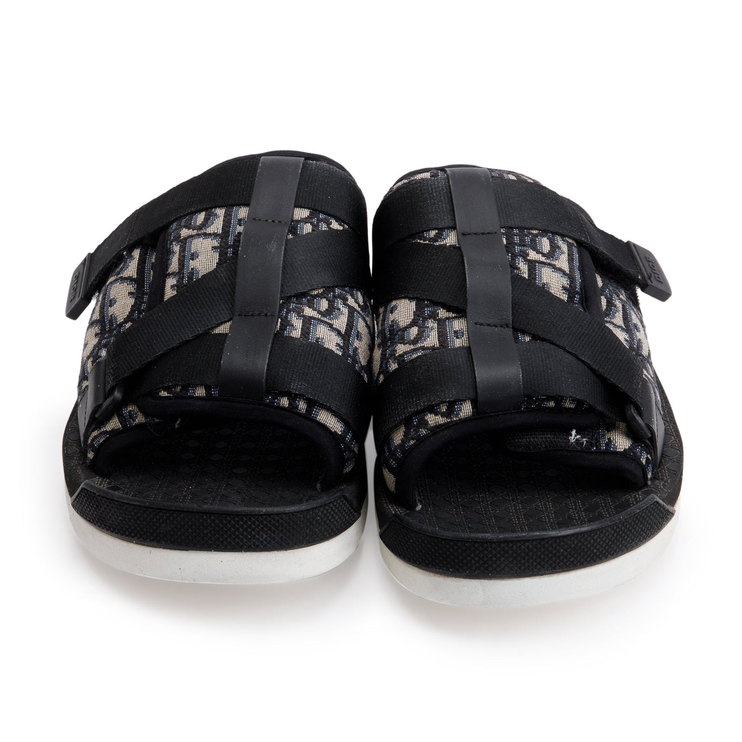 Christian Dior Beige & Black Oblique Jacquard Alpha Sandal, Size 43