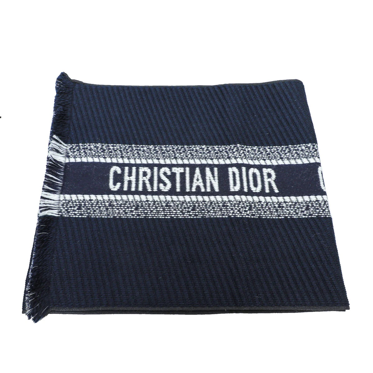 CHRISTIAN DIOR BICOLOR OBLIQUE UNIVERSITY REVERSIBLE WOOL SILK SCARF