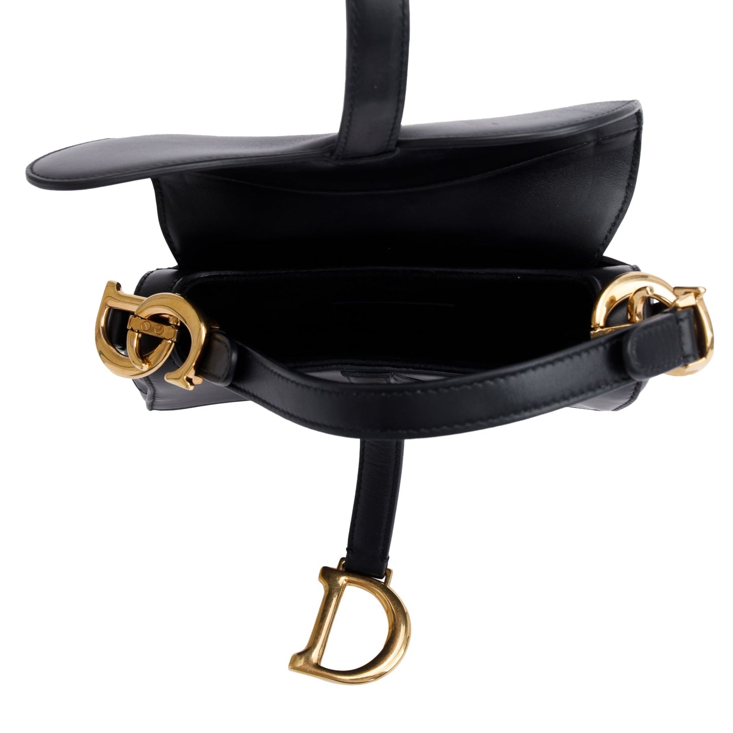 Christian Dior Black Calfskin Leather Mini Saddle Bag