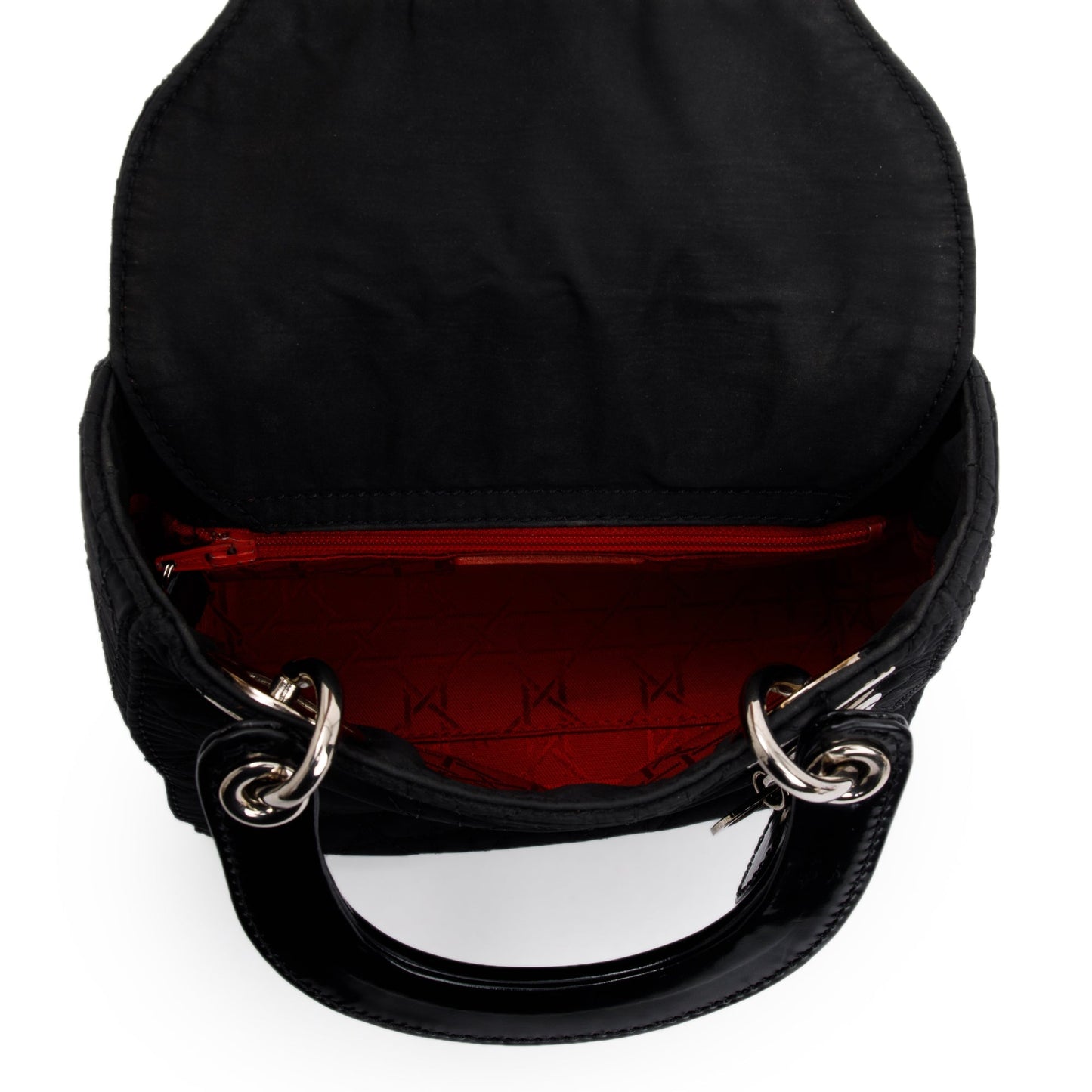 Christian Dior Black Cannage Nylon Mini Lady Dior Bag