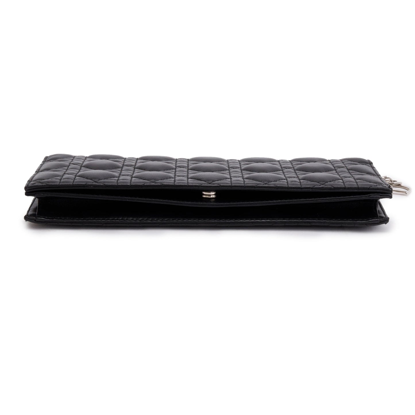 Christian Dior Black Leather Lady Dior Convertible Clutch