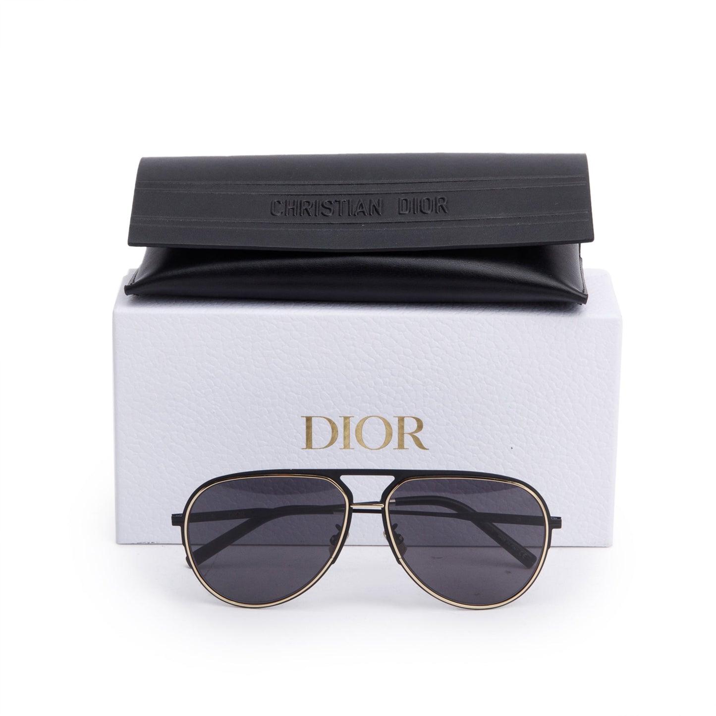 Christian Dior Black Metal DiorEssential A2U Aviator Sunglasses