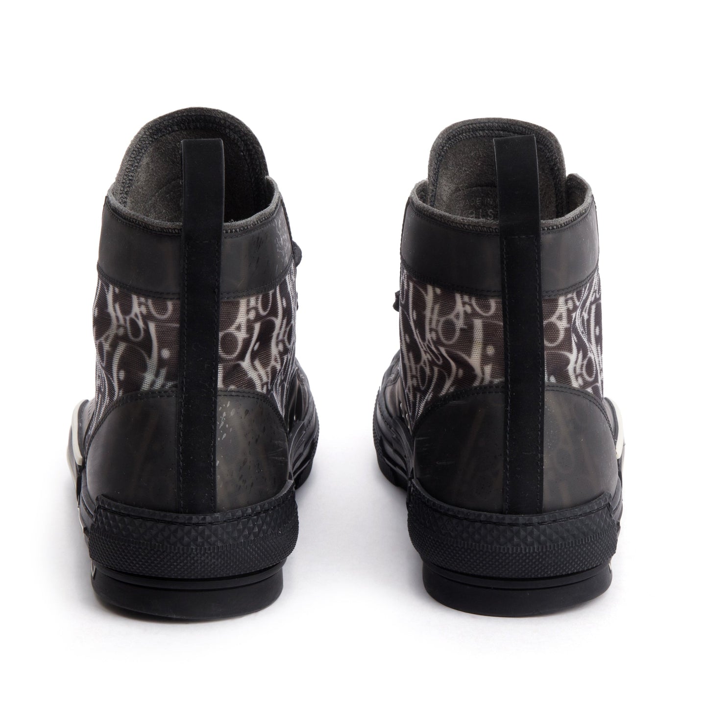 Christian Dior Black Oblique Transparent Canvas B23 High-Top Sneakers, Size 45
