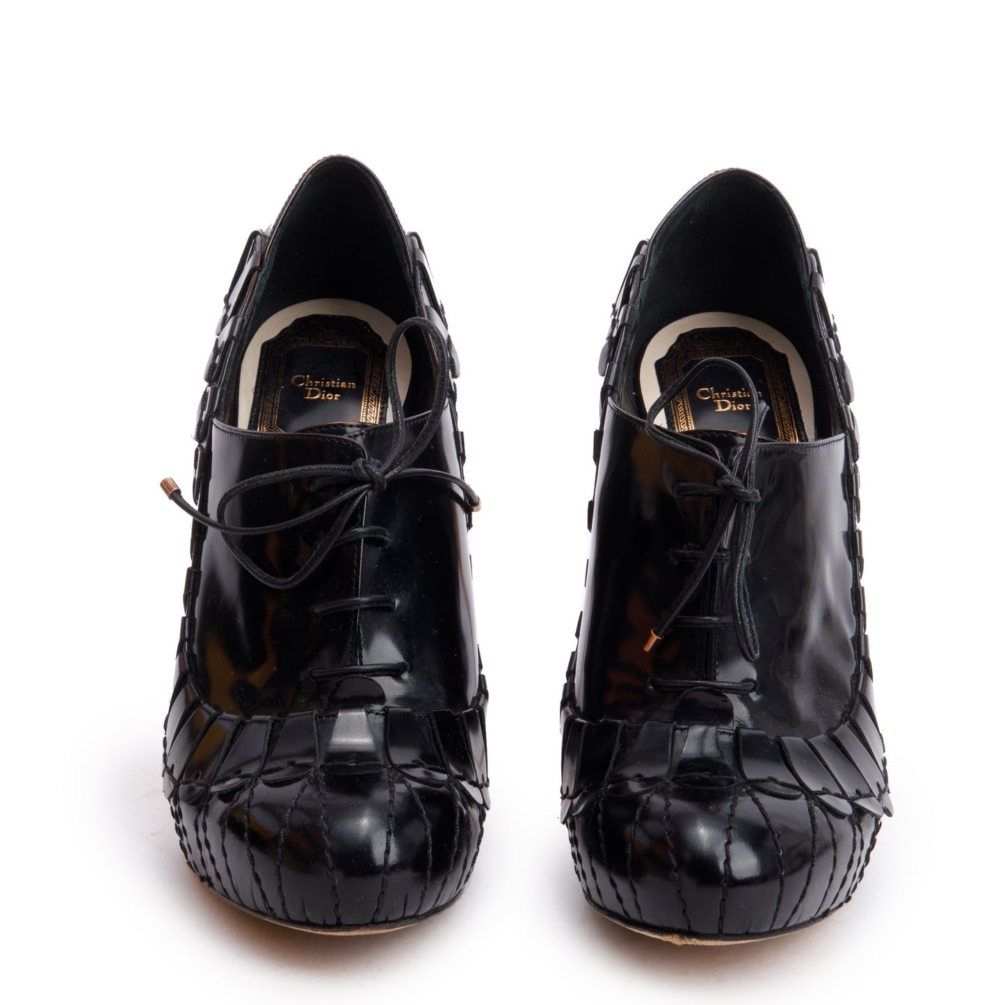 Christian Dior Black Patent Leather Bootie Pumps, Size 36