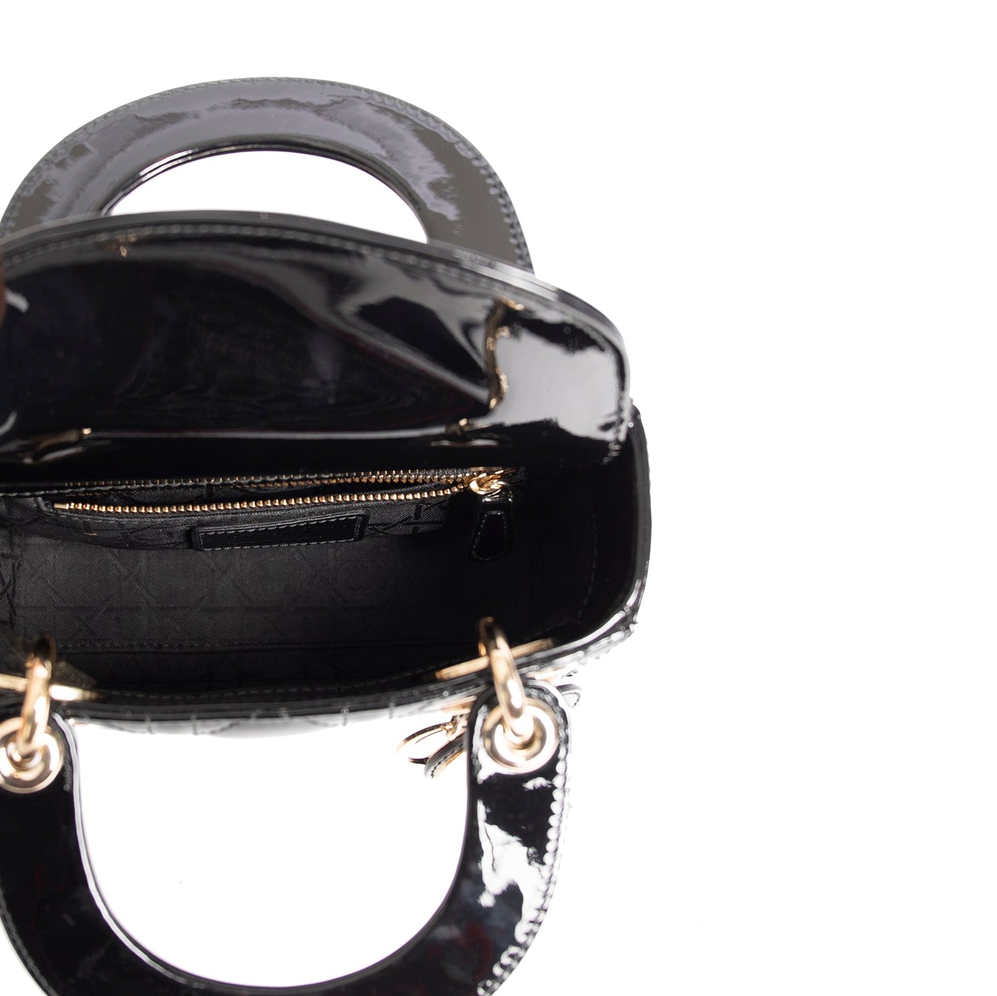 Christian Dior Black Patent Mini Lady Dior Bag