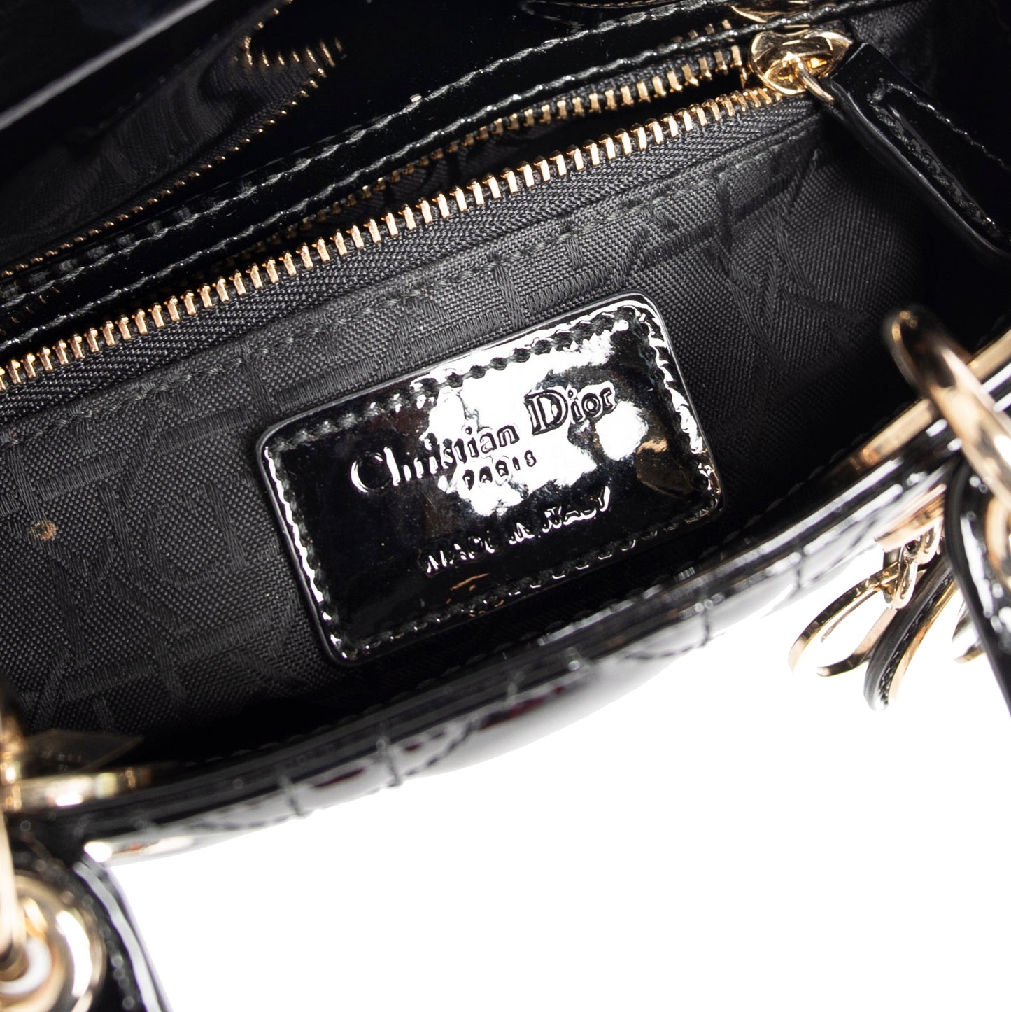 Christian Dior Black Patent Mini Lady Dior Bag