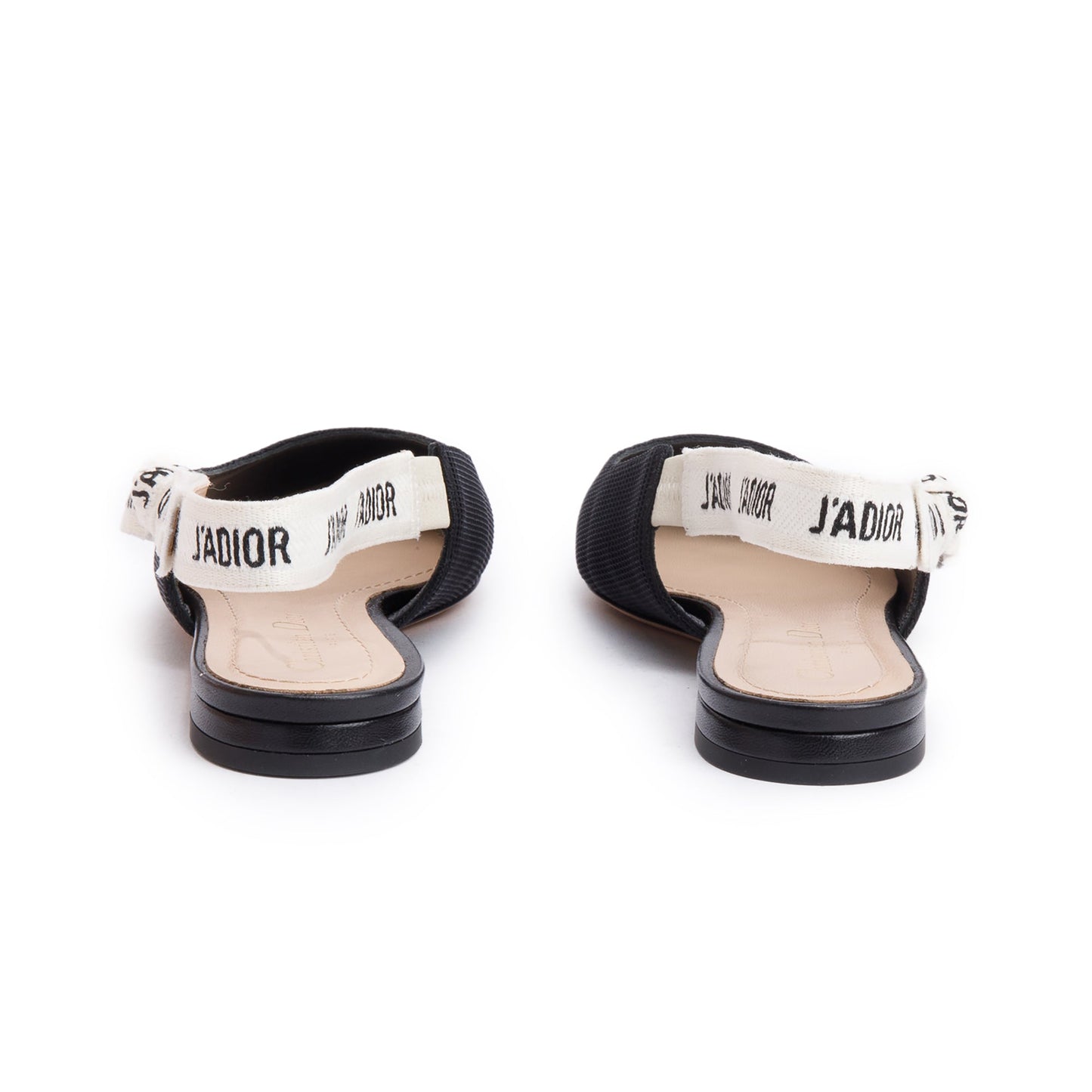Christian Dior Black Technical Fabric Embroidery J'Adior Slingback Flats, Size 36