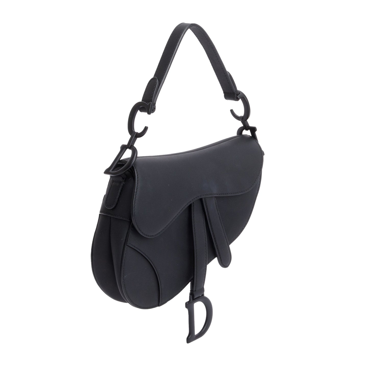 Christian Dior Black Ultramatte Calfskin Leather Mini Saddle Bag