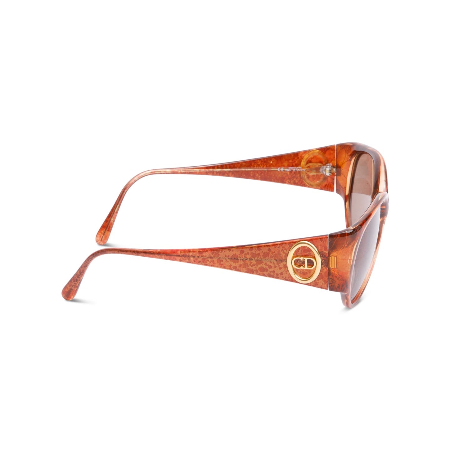 Christian Dior Brown Printed Acetate Austria 2849 Round Sunglasses
