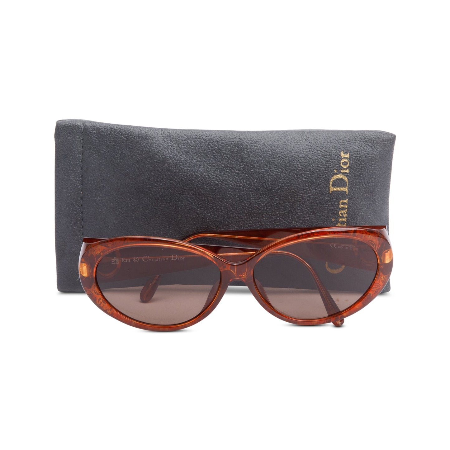 Christian Dior Brown Printed Acetate Austria 2854 Oval Sunglasses