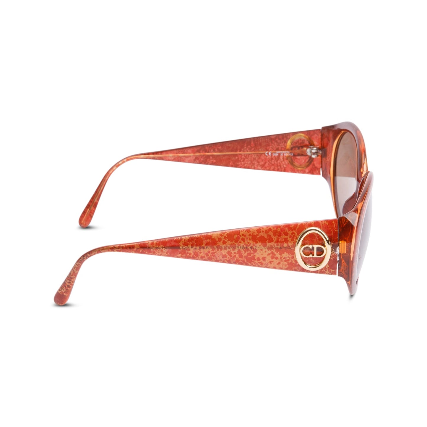 Christian Dior Brown Printed Acetate Austria 2854 Oval Sunglasses