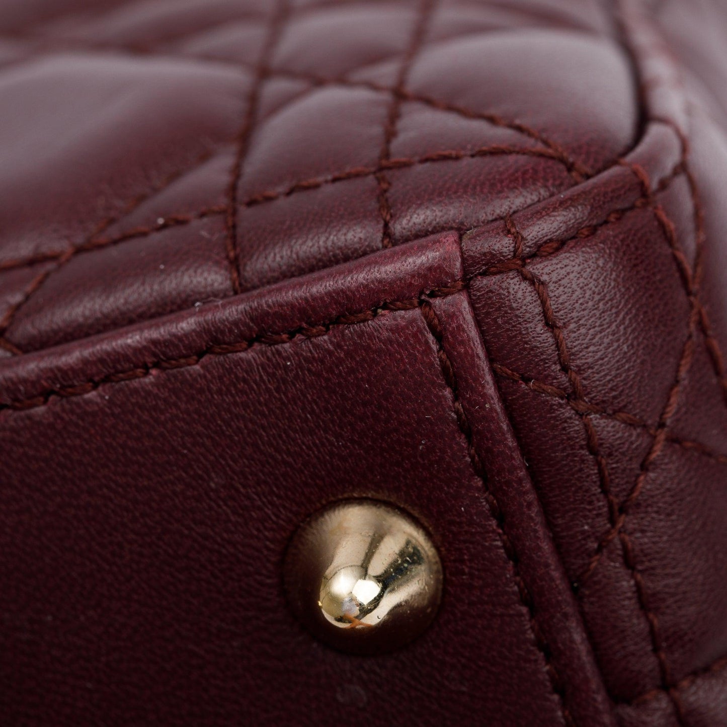 Christian Dior Burgundy Cannage Leather Small Lady Dior Bag