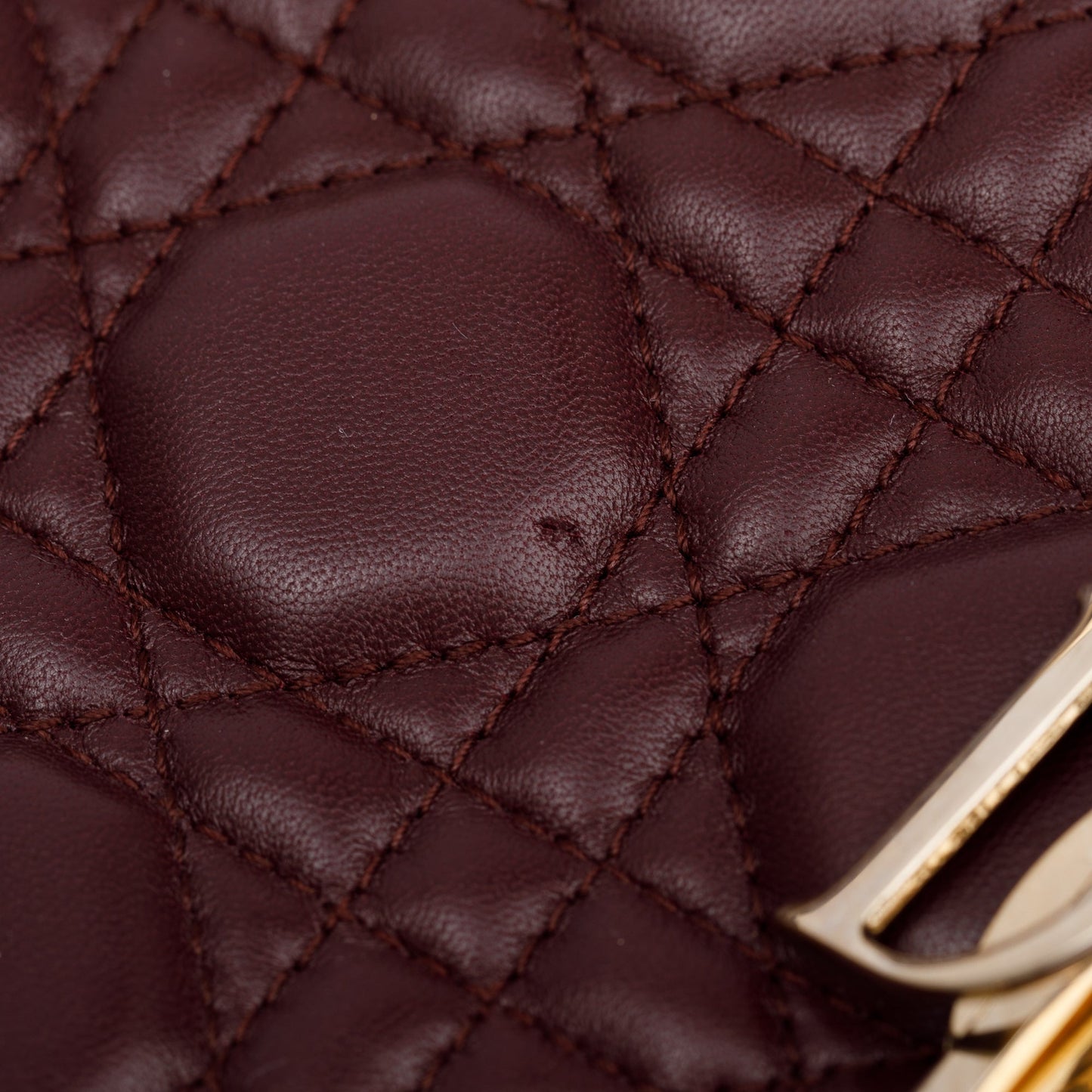 Christian Dior Burgundy Cannage Leather Small Lady Dior Bag
