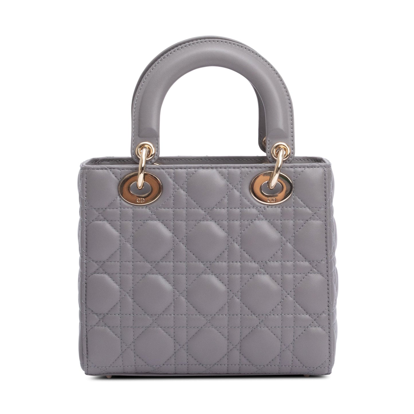 Christian Dior Grey Cannage Lambskin Leather Small Lady Dior Bag
