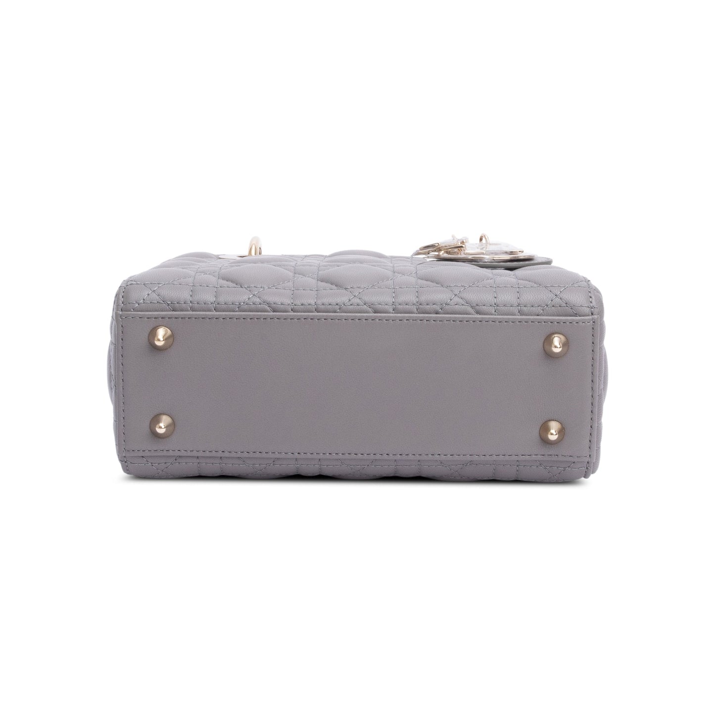 Christian Dior Grey Cannage Lambskin Leather Small Lady Dior Bag